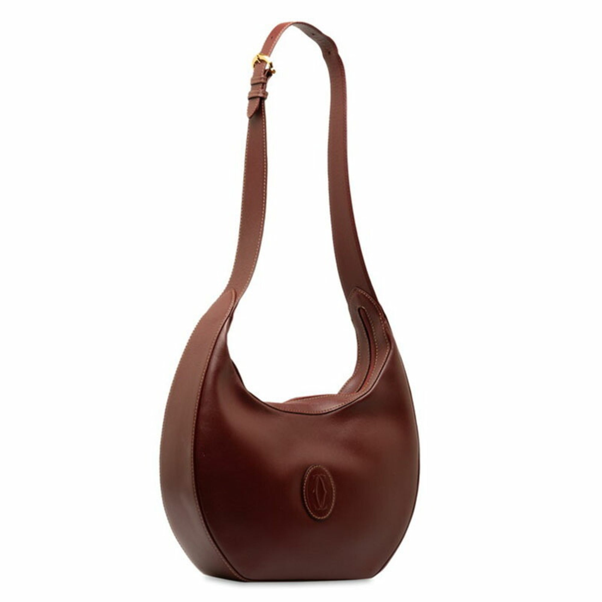 Cartier Bordeaux Wine Red Leather Shoulder Bag (Pre-Owned)
