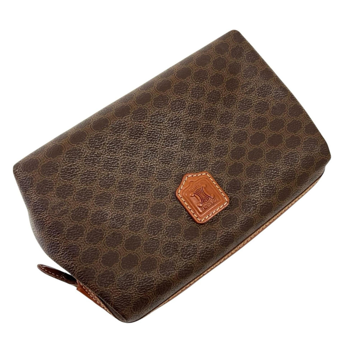 Celine Brown Coated Canvas Leather Pouch (Pre-Owned)