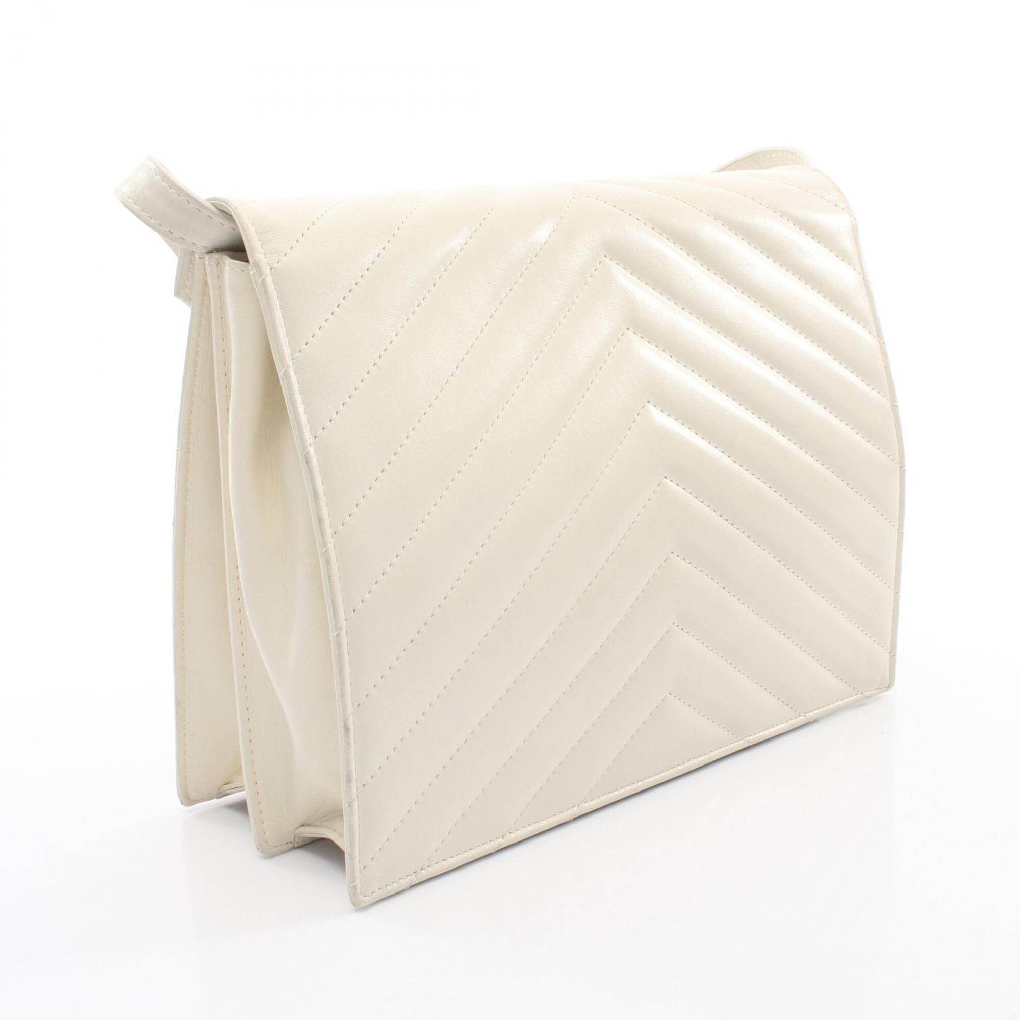 Yves Saint Laurent White Leather Handbag Shoulder Bag (Pre-Owned)