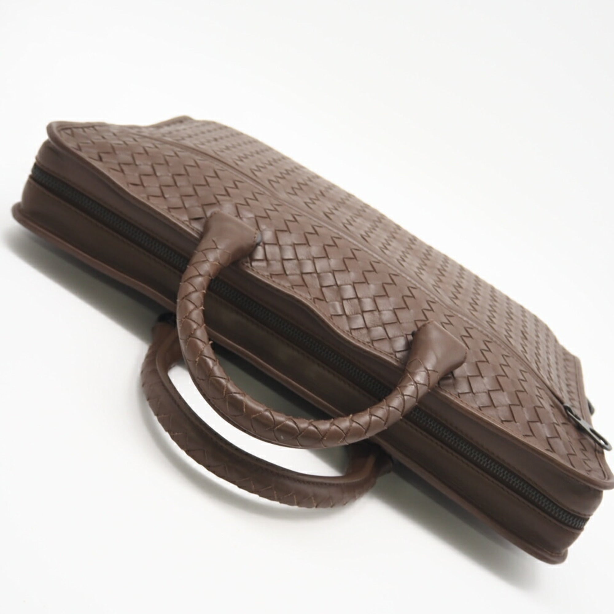 Bottega Veneta Intrecciato Brown Intrecciato Briefcase (Pre-Owned)