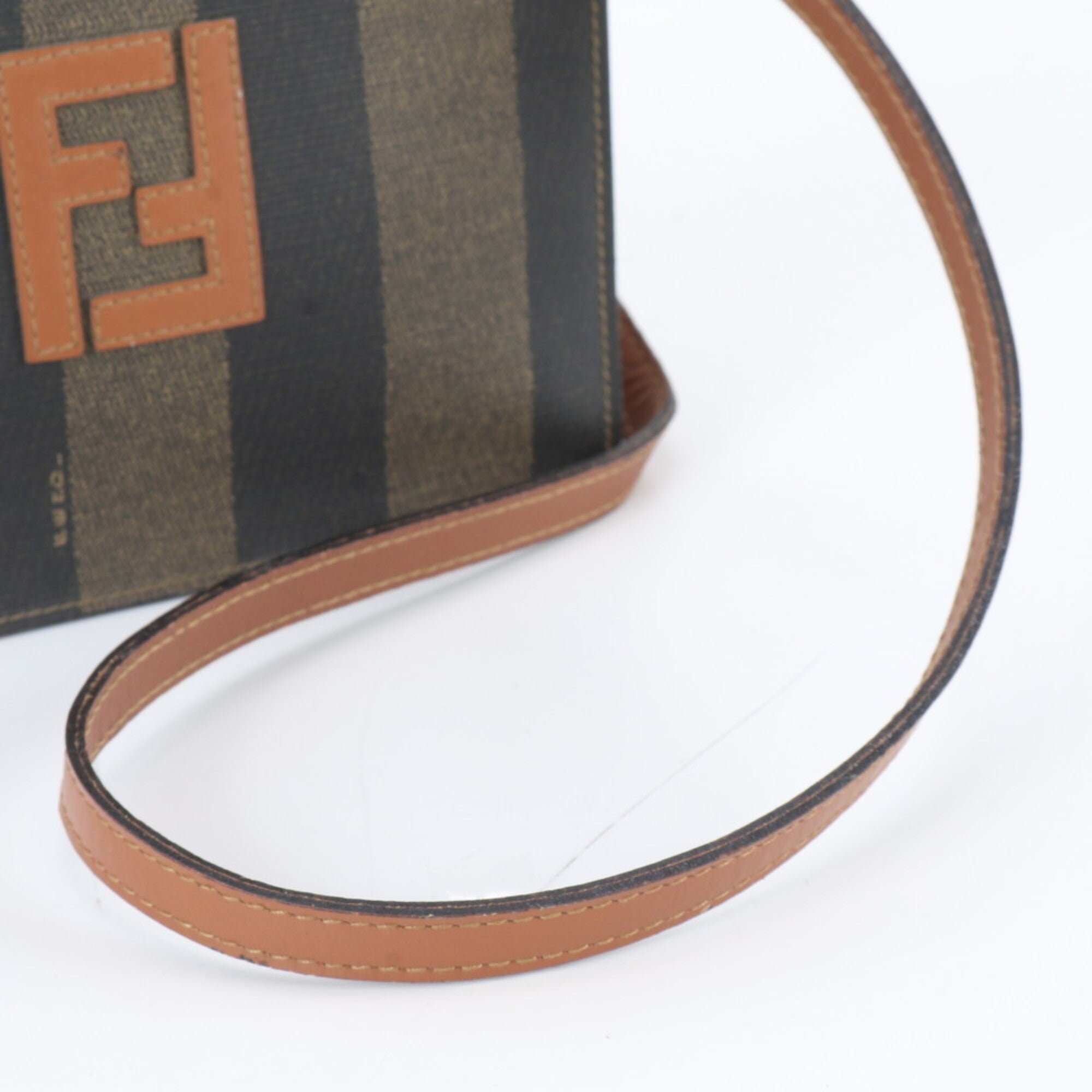 Fendi Black Brown Leather Coated Canvas Crossbody Bag Shoulder Bag (Pre-Owned)