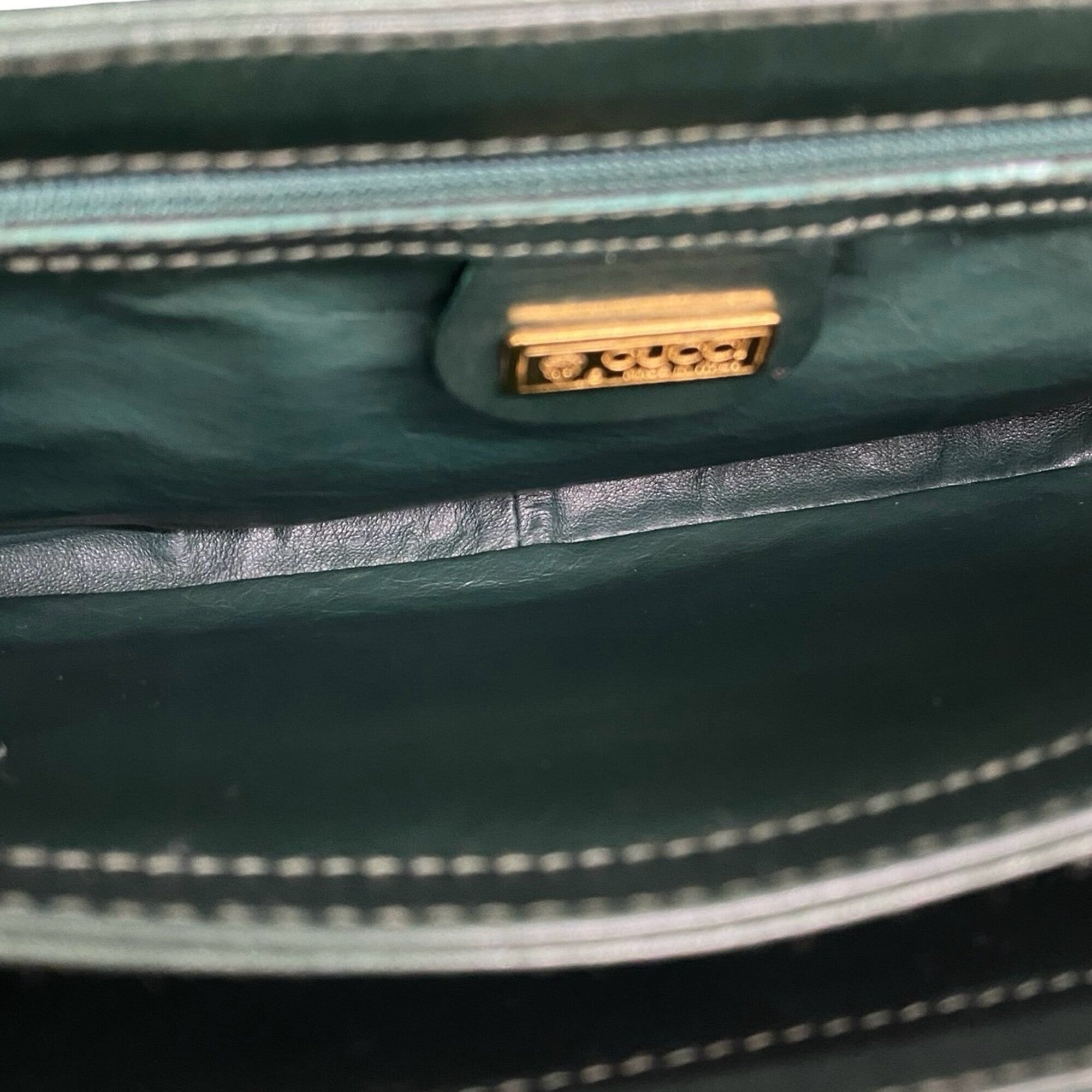 Gucci Green Leather Shoulder Bag Tote Bag (Pre-Owned)