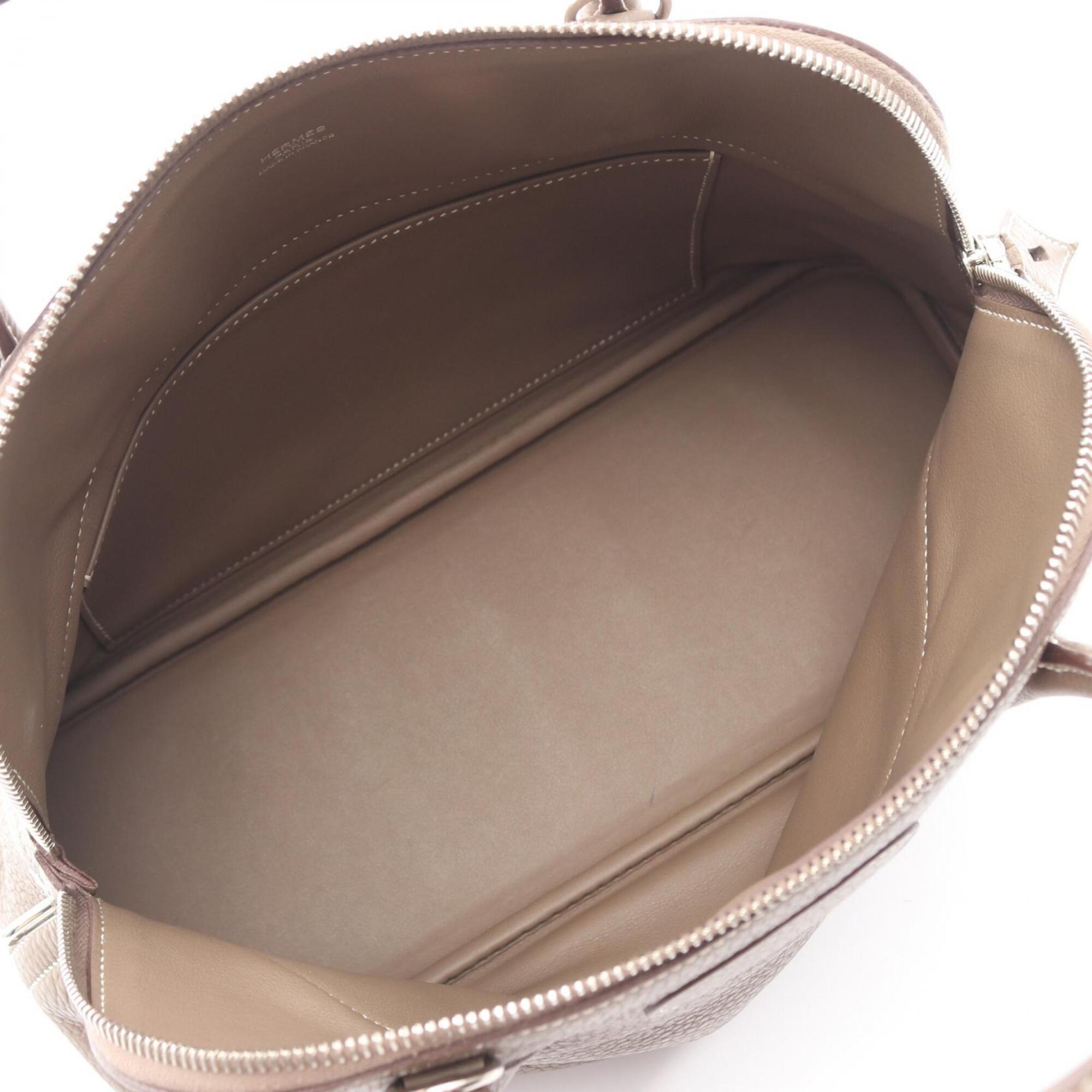 Hermes Etoupe Gray Gray Taurillon Clemence Leather Handbag (Pre-Owned)