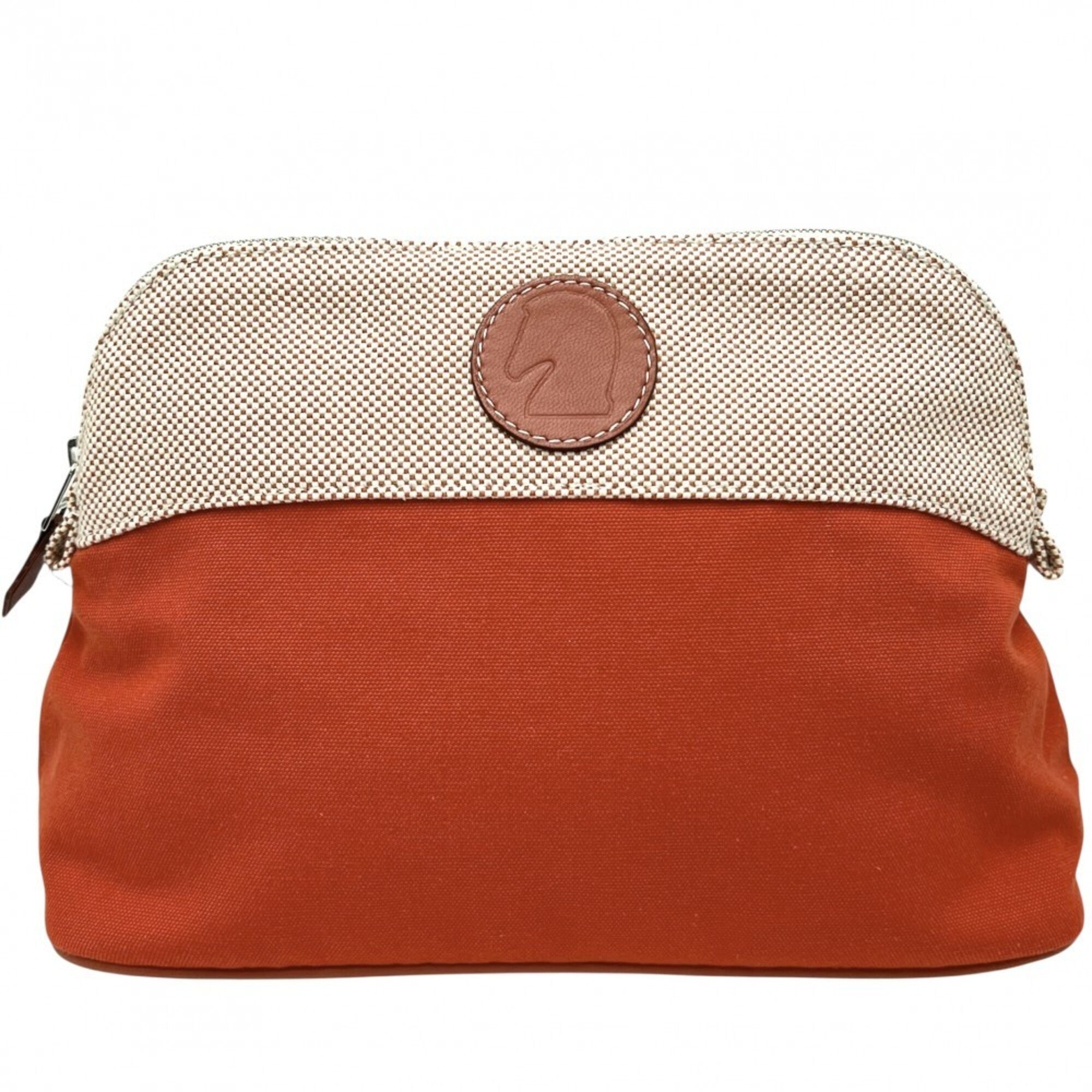 Hermes Beige Orange Cotton Pouch (Pre-Owned)