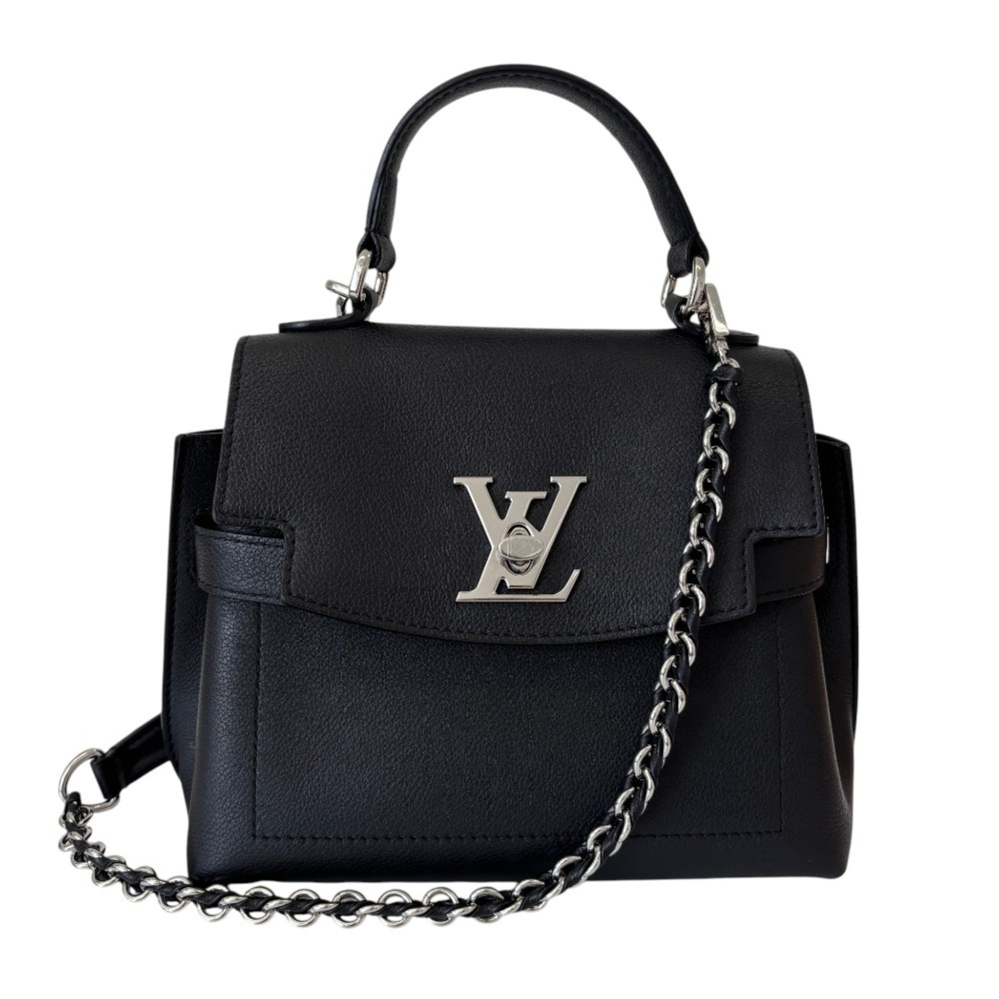 Louis Vuitton Black Leather Handbag Shoulder Bag (Pre-Owned)