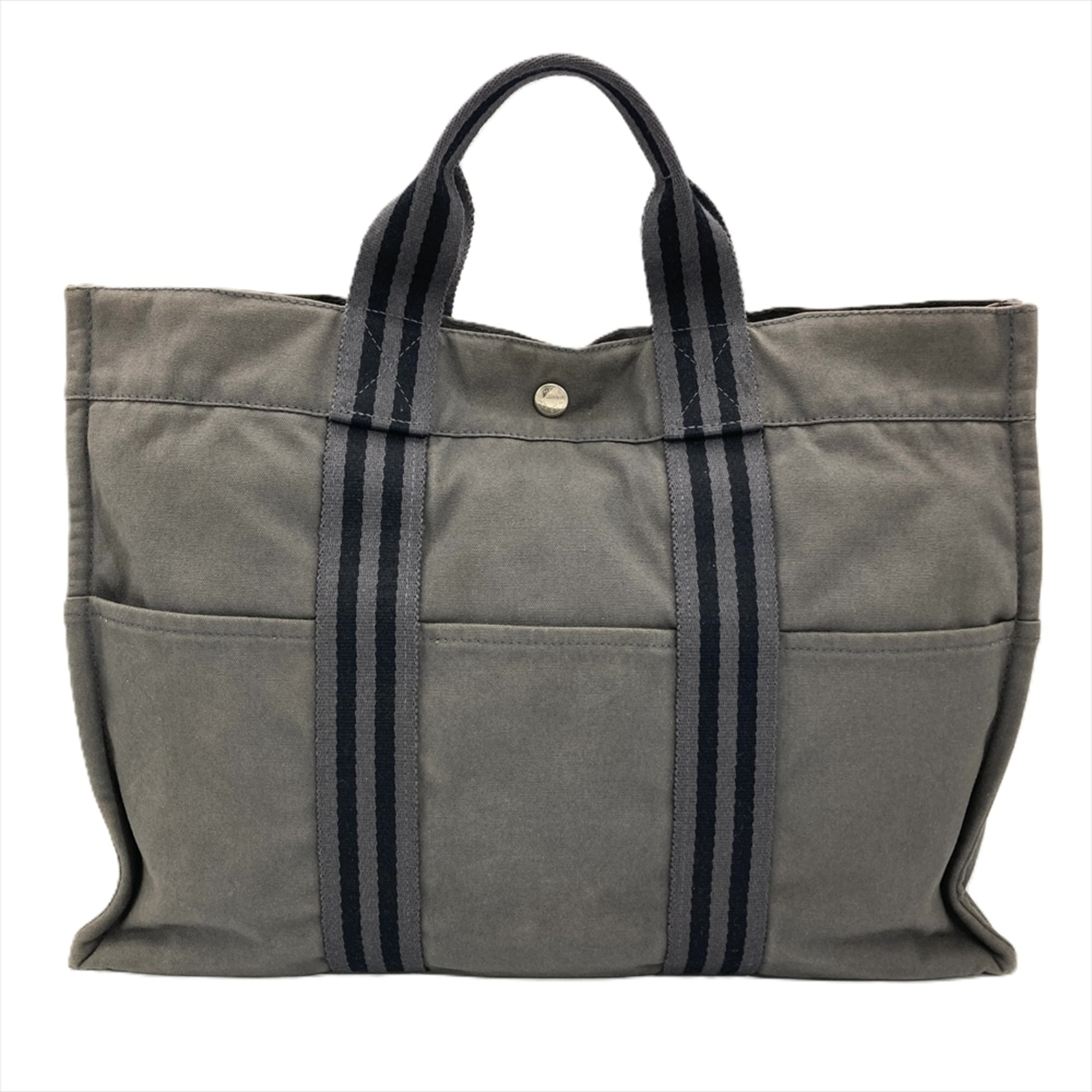 Hermes Gray Cotton Tote Bag (Pre-Owned)