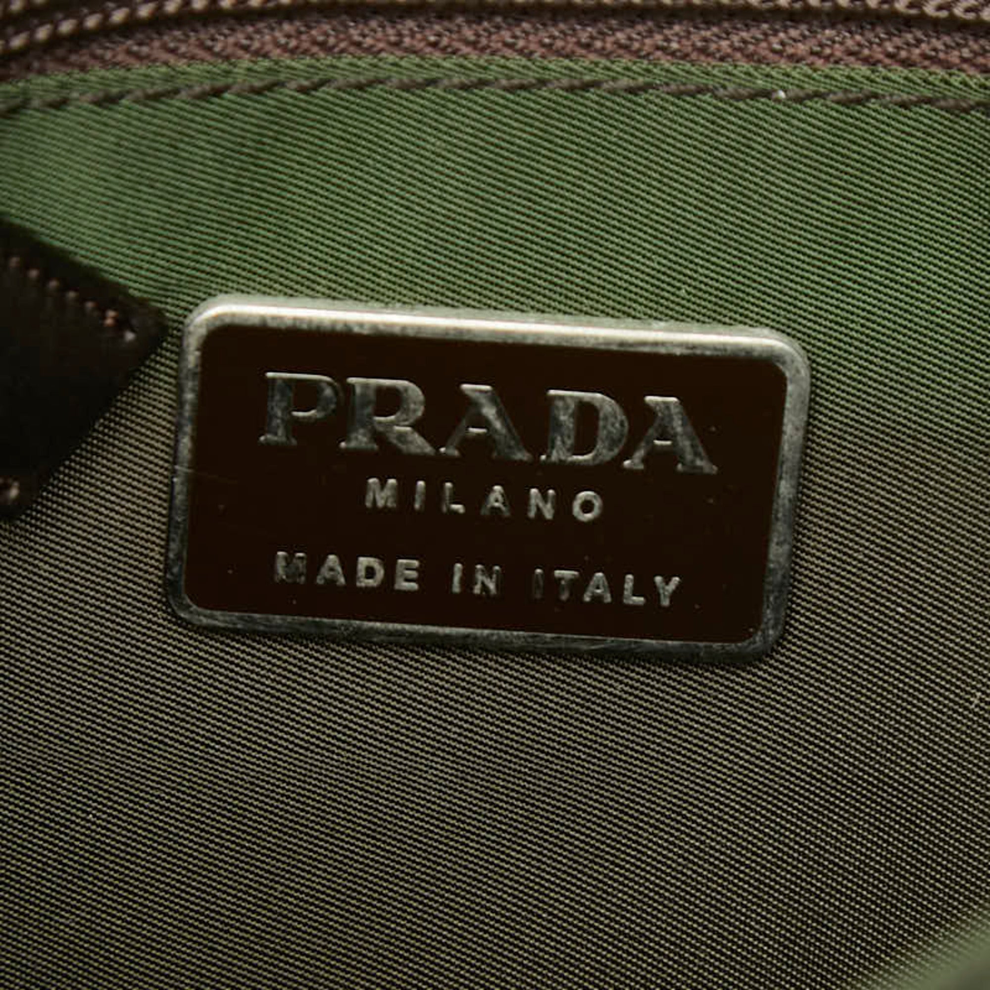 Prada Brown Khaki Nylon Shoulder Bag (Pre-Owned)