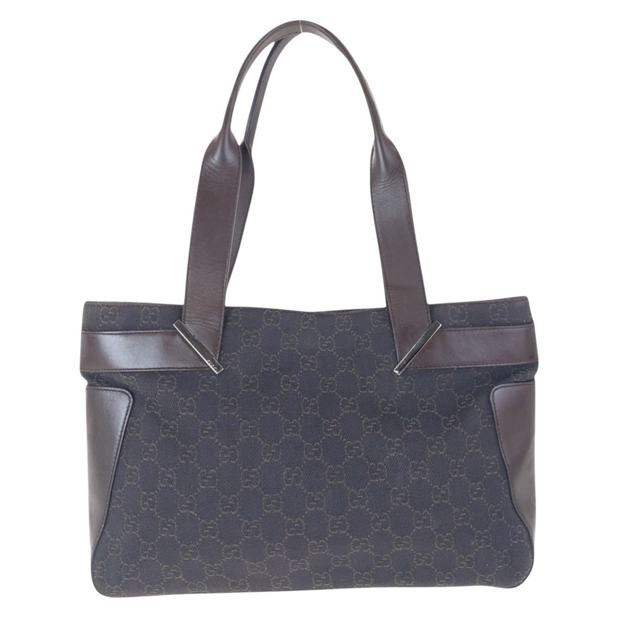 Gucci Brown Gg Canvas Leather Shoulder Bag Tote Bag (Pre-Owned)