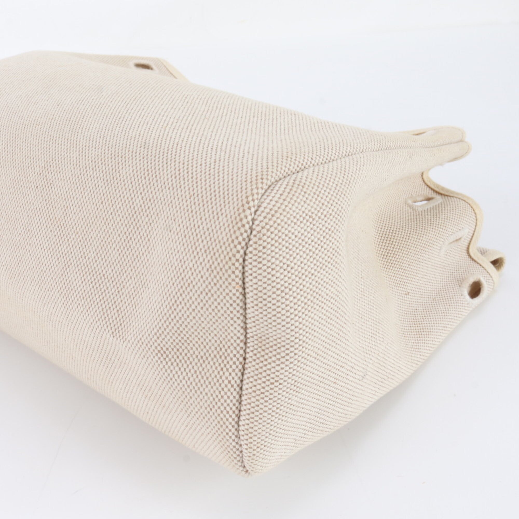 Hermes Beige Leather Canvas Backpack (Pre-Owned)