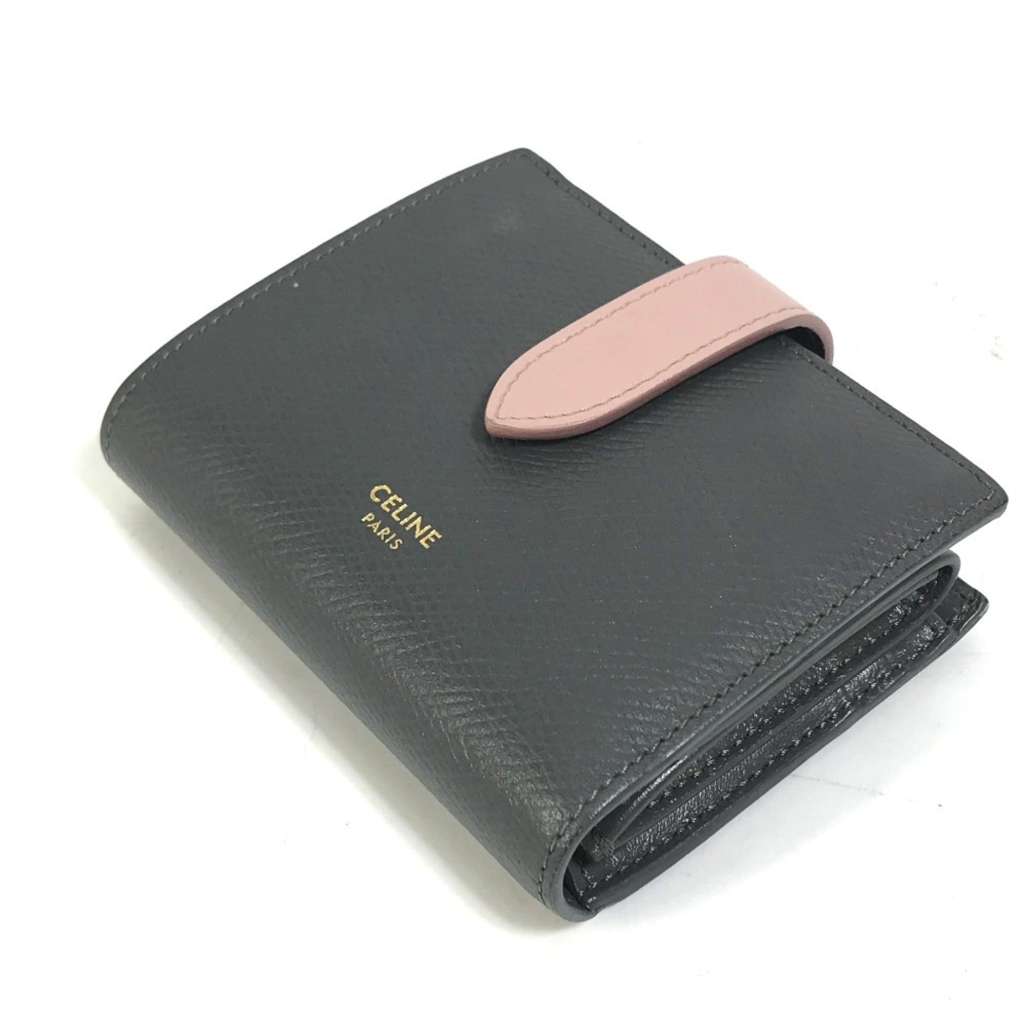 Celine Gray Pink Leather Wallet (Bi-Fold) (Pre-Owned)