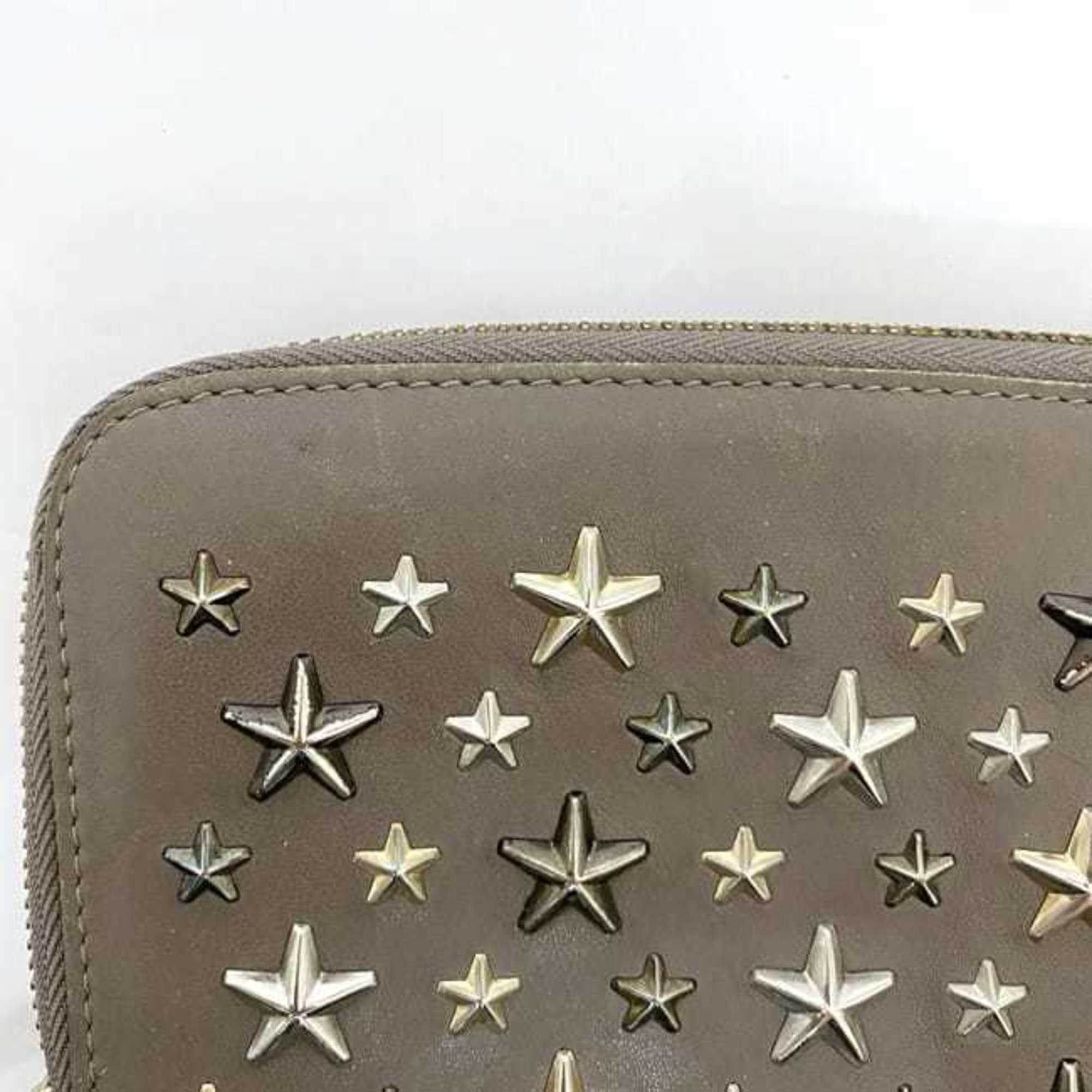 Jimmy Choo Beige Leather Long Wallet (Bi-Fold) (Pre-Owned)