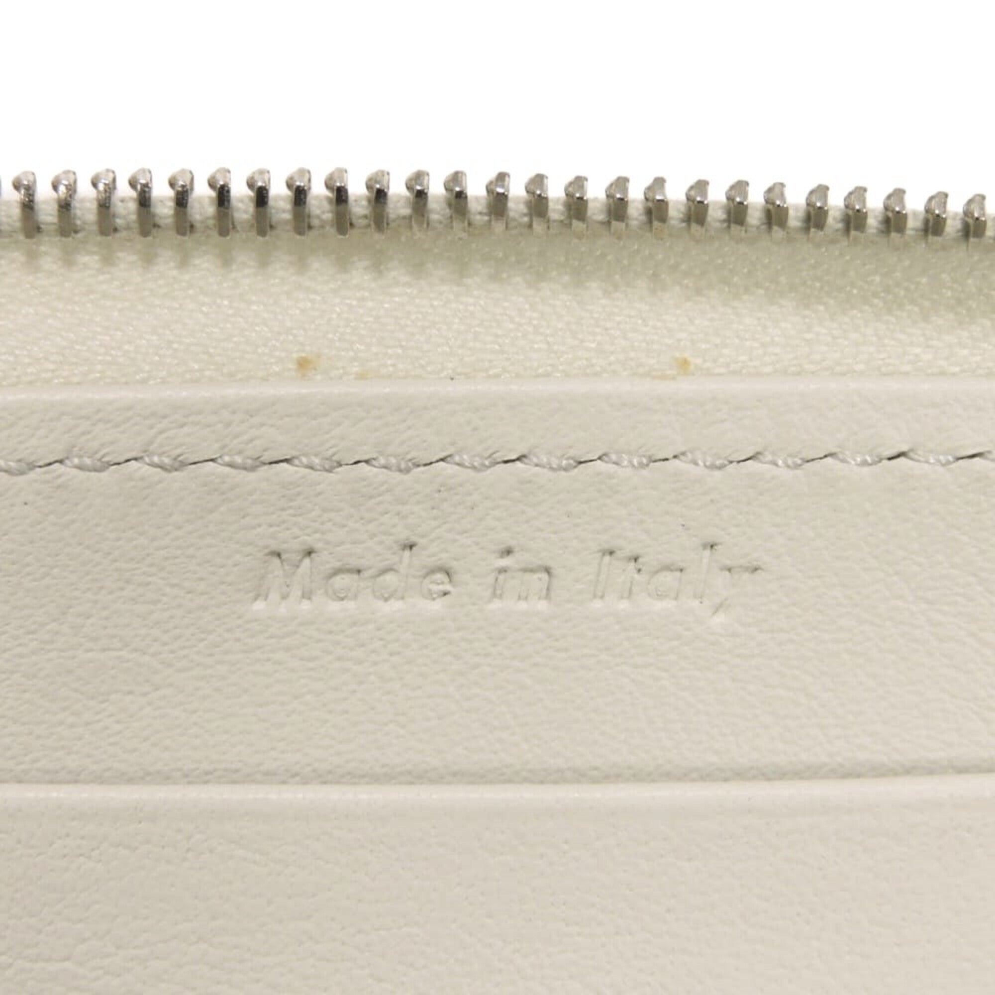 Celine Gray White Leather Long Wallet (Bi-Fold) (Pre-Owned)