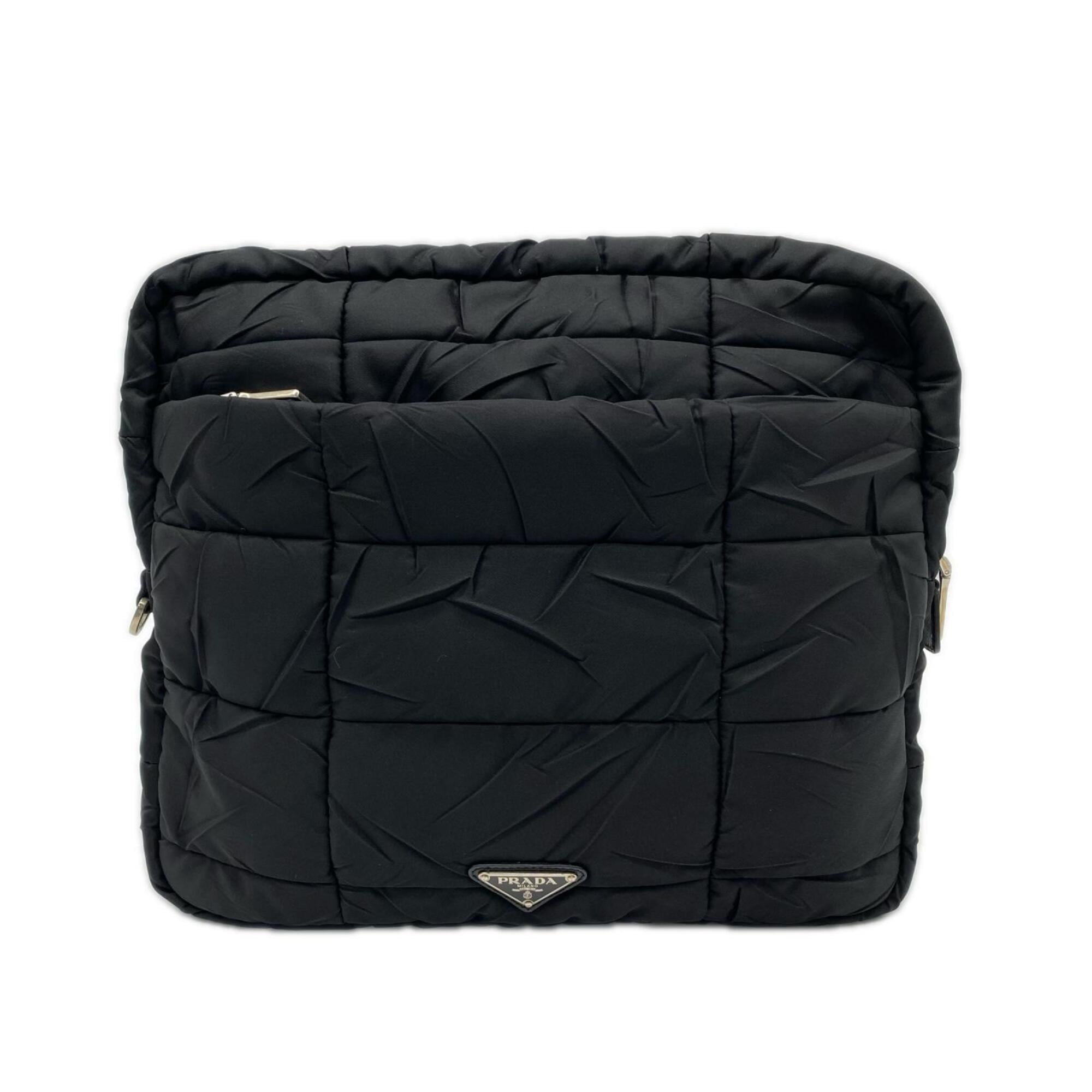 Prada Saffiano Black Nero Nylon Saffiano Clutch Bag Shoulder Bag (Pre-Owned)