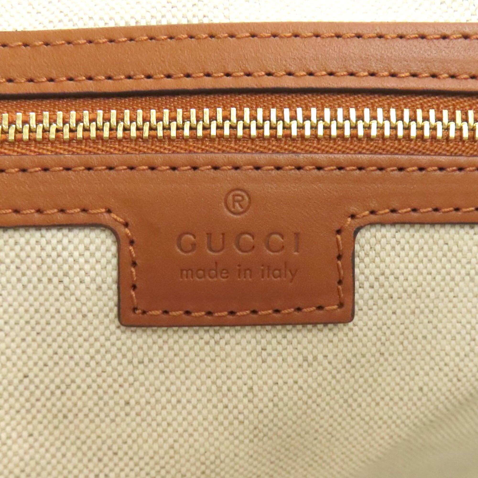 Gucci Brown Green Red Color Canvas Tote Bag (Pre-Owned)