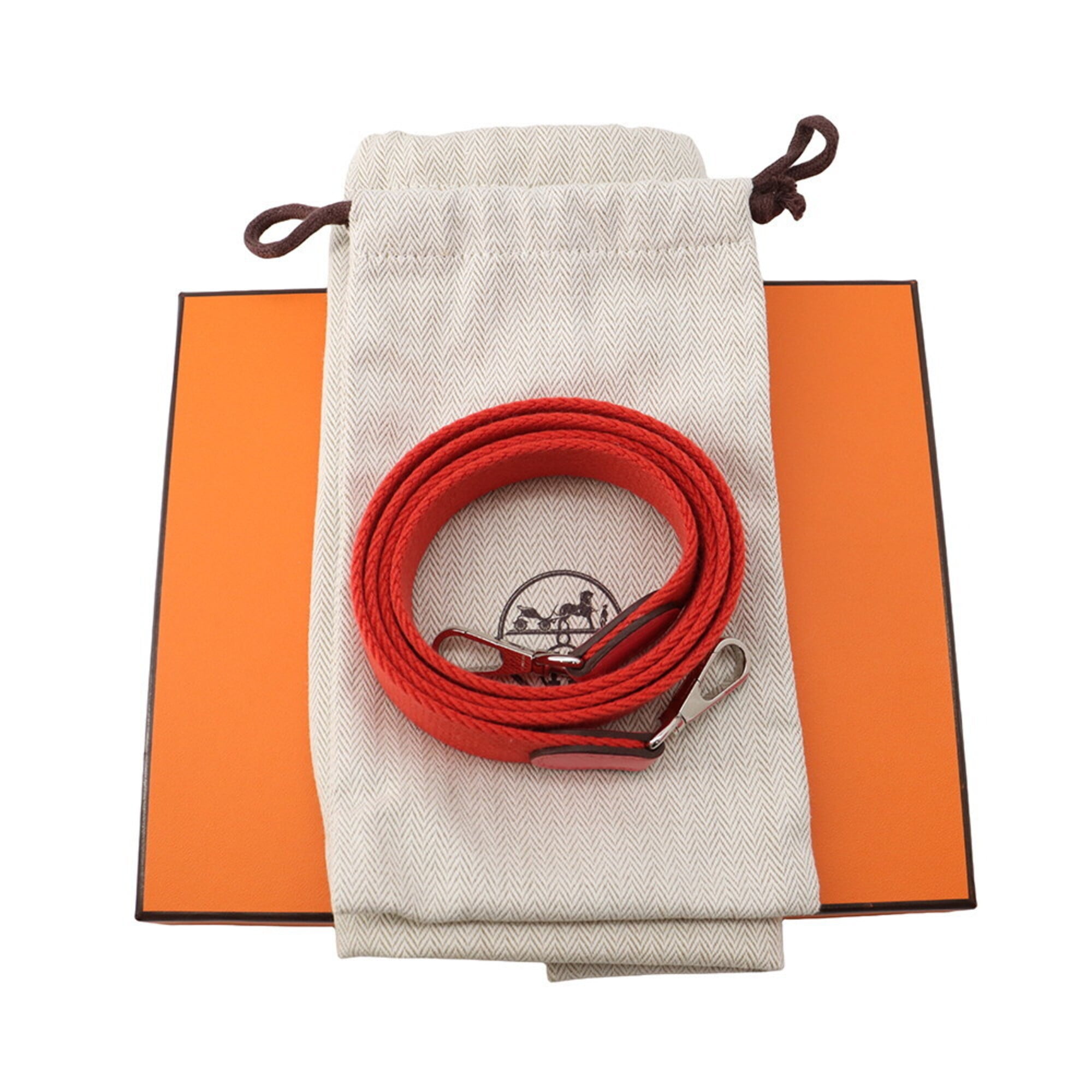 Hermes Red Color Rose Azalee Taurillon Clemence Leather Shoulder Bag (Pre-Owned)