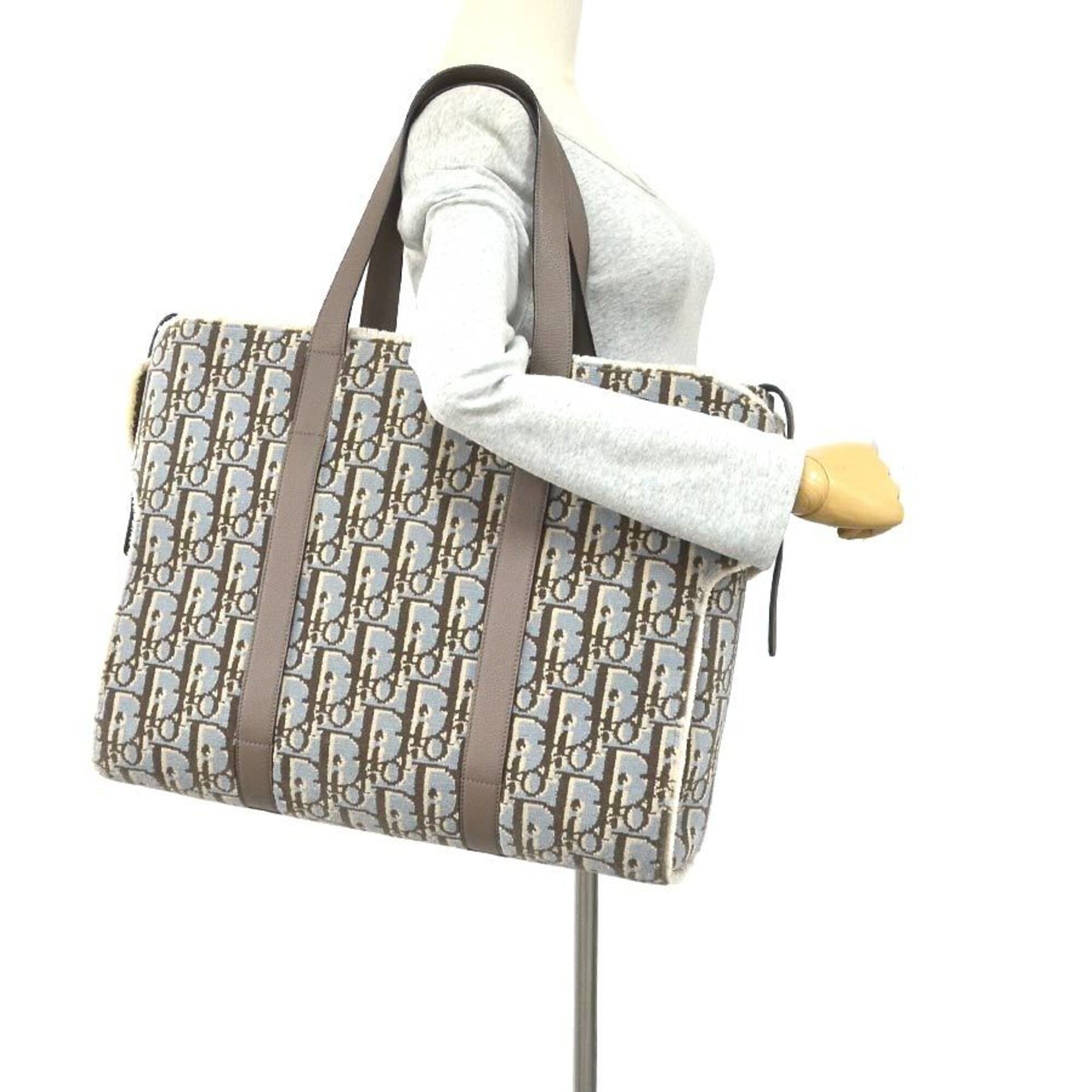Christian Dior Gray Light Blue Leather Handbag (Pre-Owned)