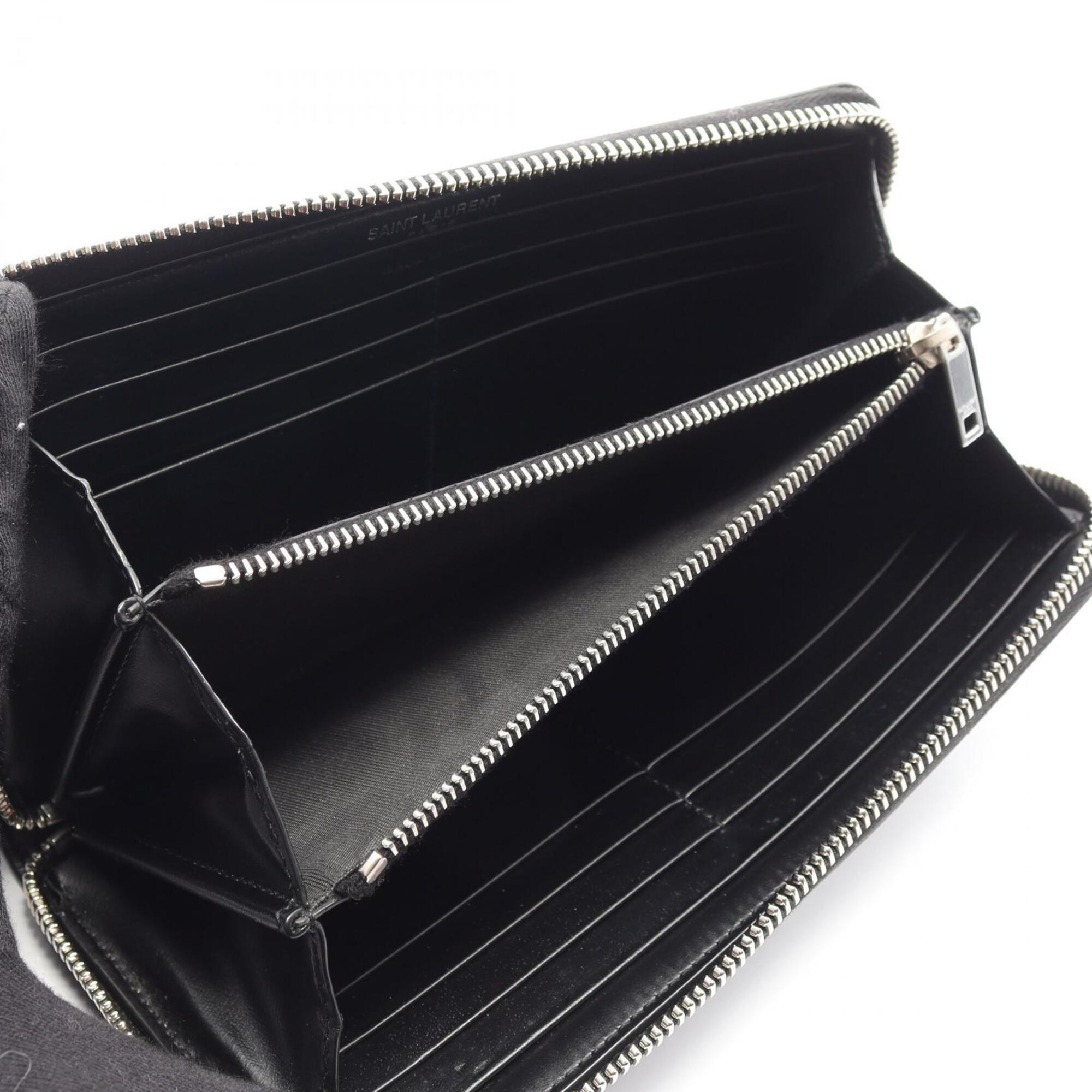 Yves Saint Laurent Black Leather Long Wallet (Bi-Fold) (Pre-Owned)
