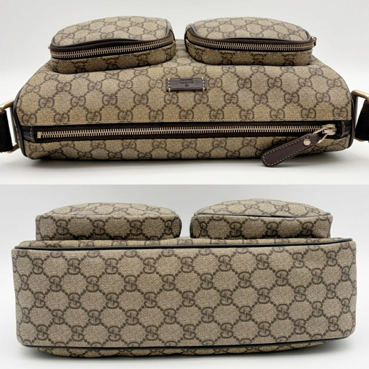 Gucci Beige Dark Brown Pvc Leather Shoulder Bag (Pre-Owned)
