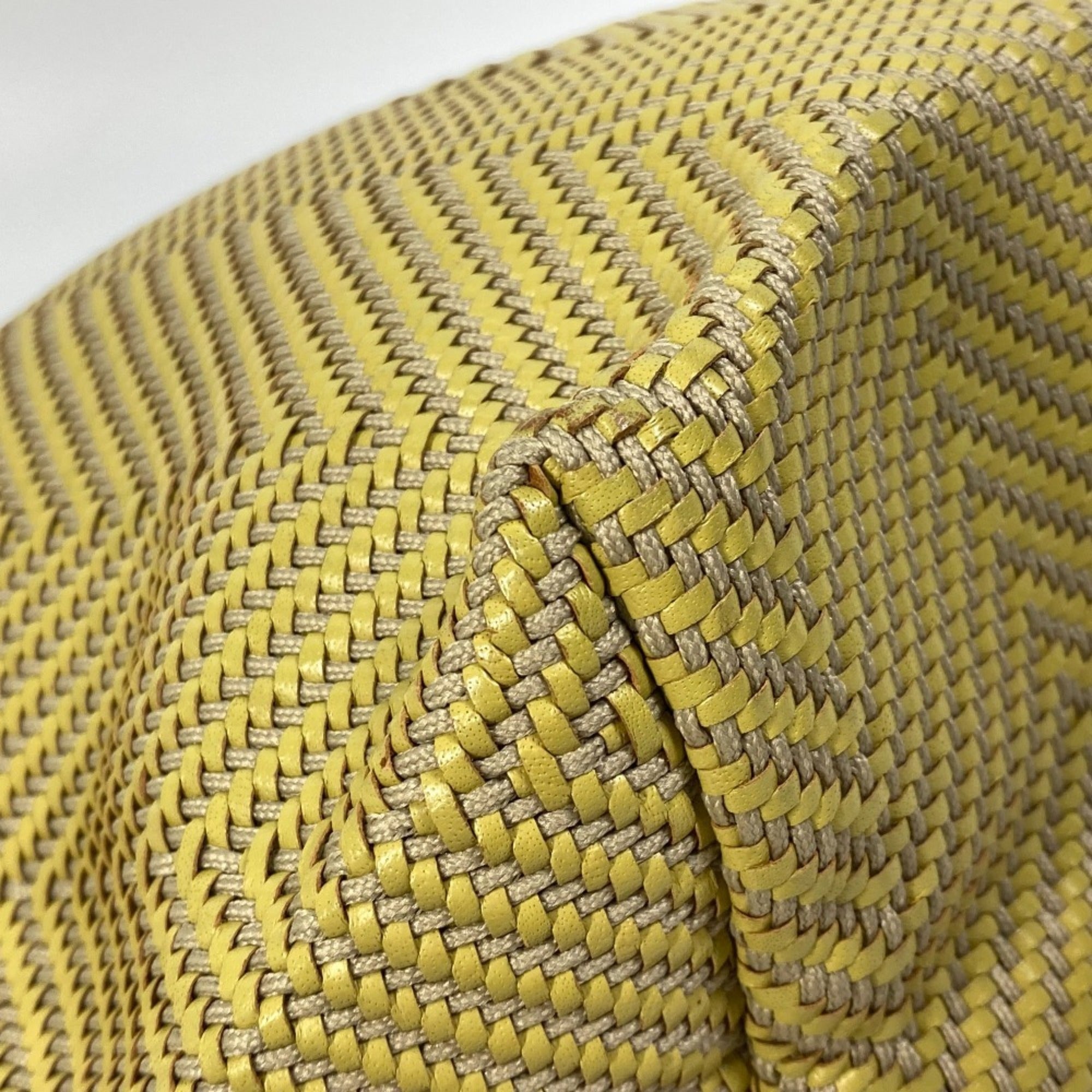 Hermes Yellow Leather Polyester Handbag Tote Bag (Pre-Owned)
