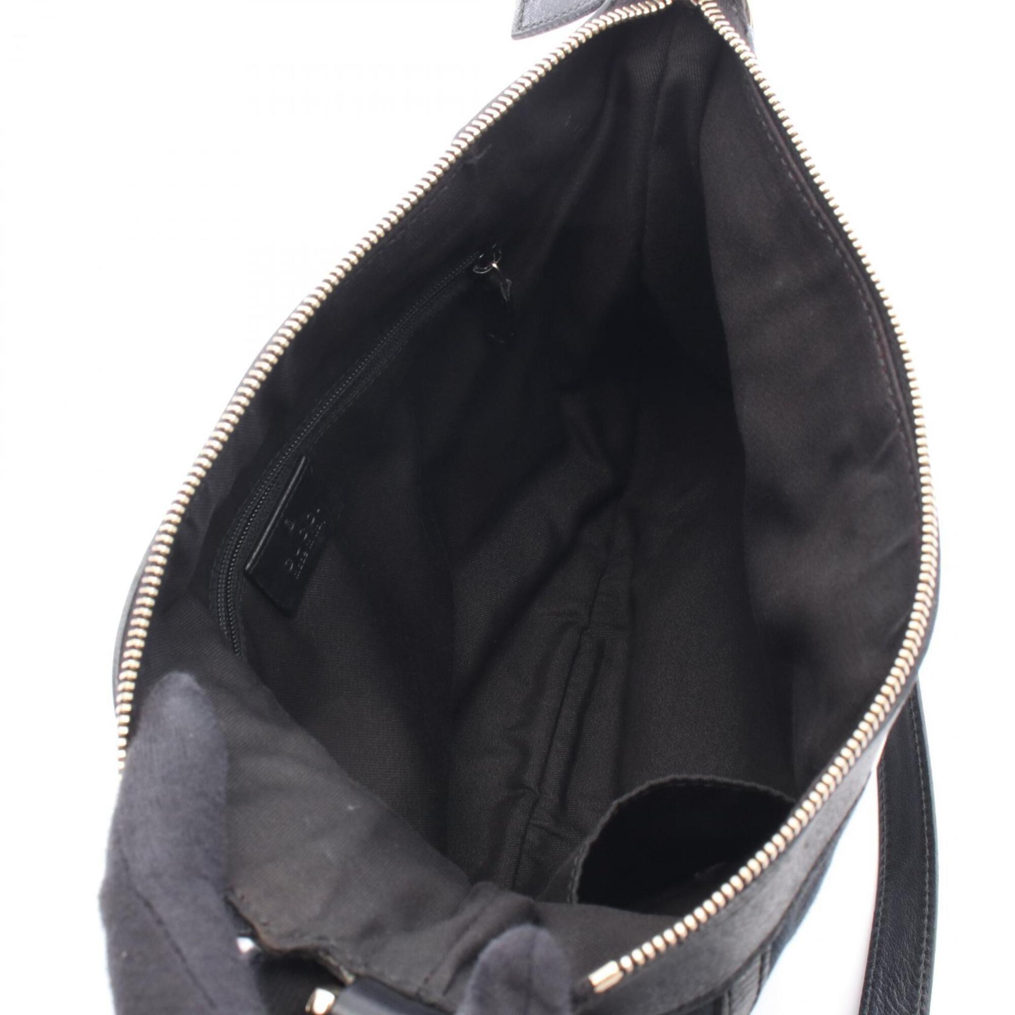 Gucci Black Gg Canvas Leather Handbag Shoulder Bag (Pre-Owned)