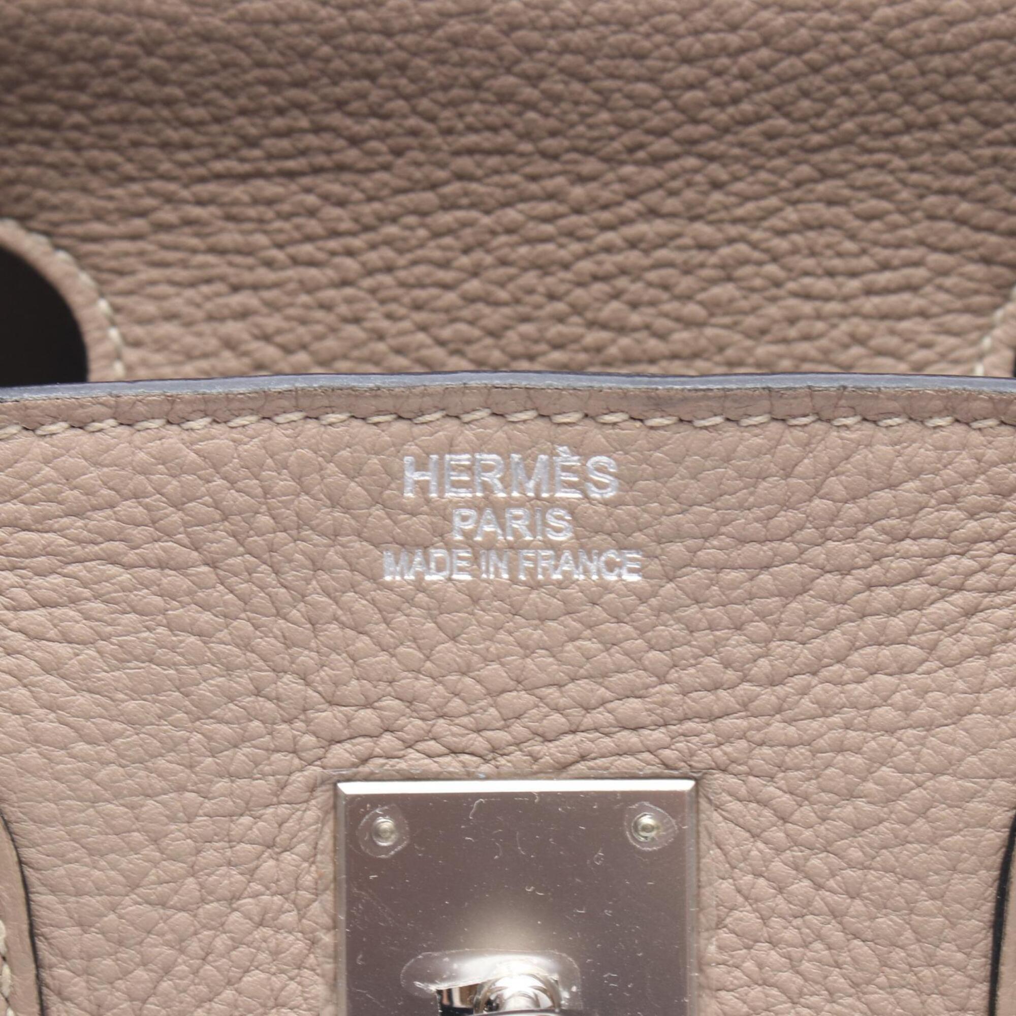 Hermes Beige Gris Tourterelle Taurillon Clemence Leather Leather Handbag (Pre-Owned)
