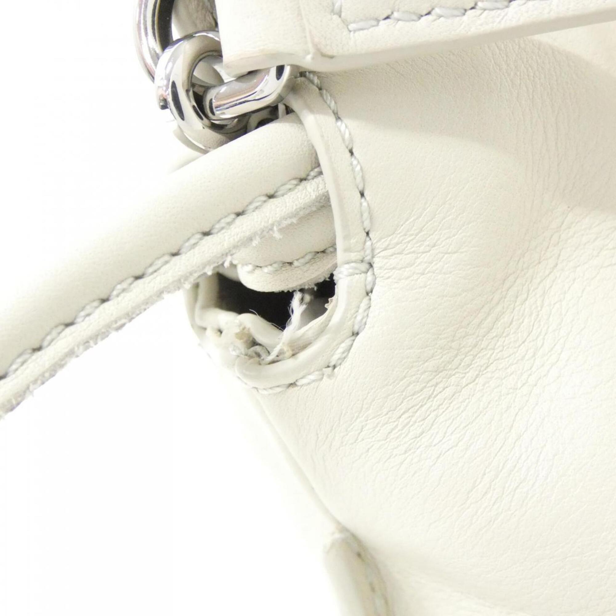 Loewe Flamenco Ivory White Leather Beach Bag Handbag (Pre-Owned)