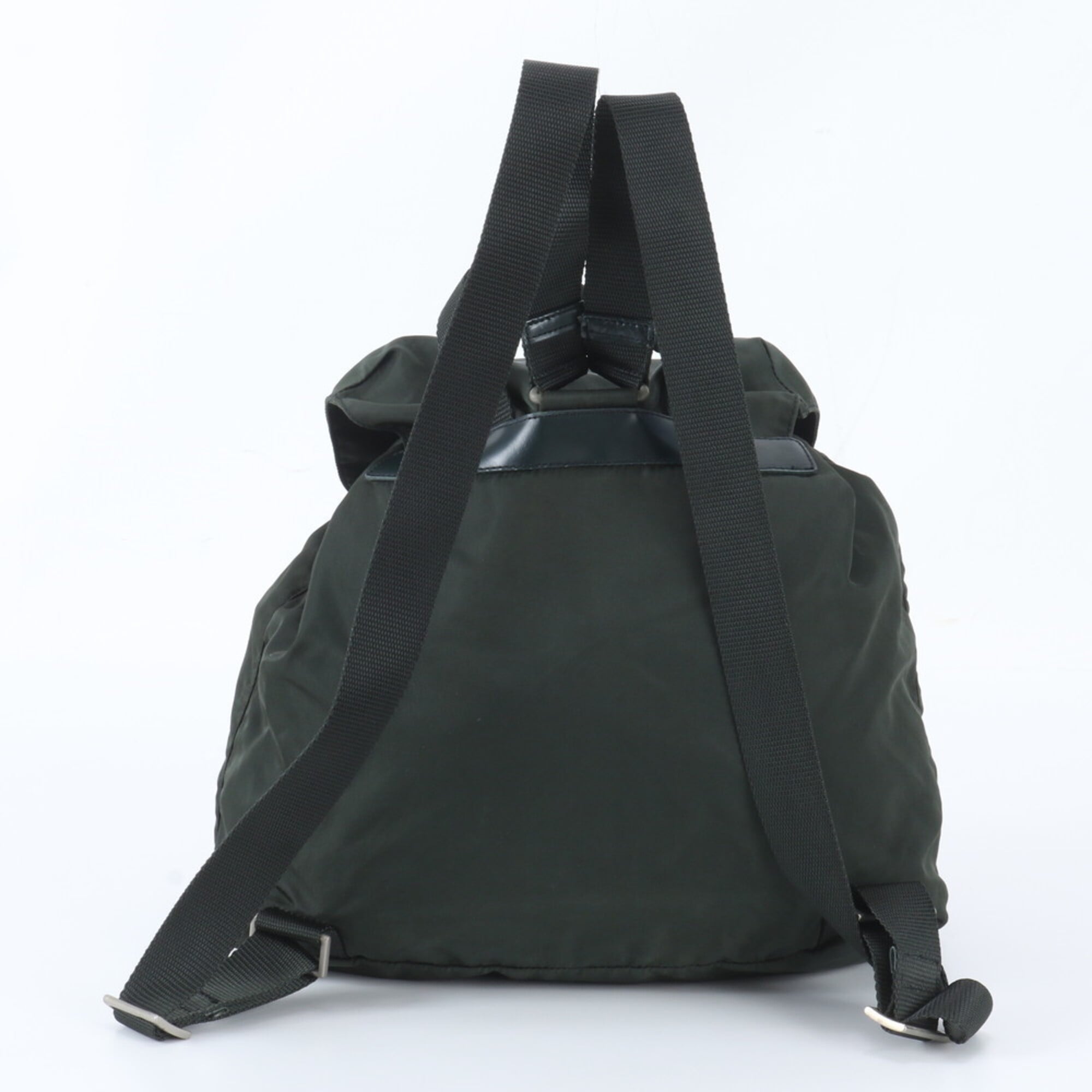 Prada Green Nylon Leather Backpack Handbag (Pre-Owned)