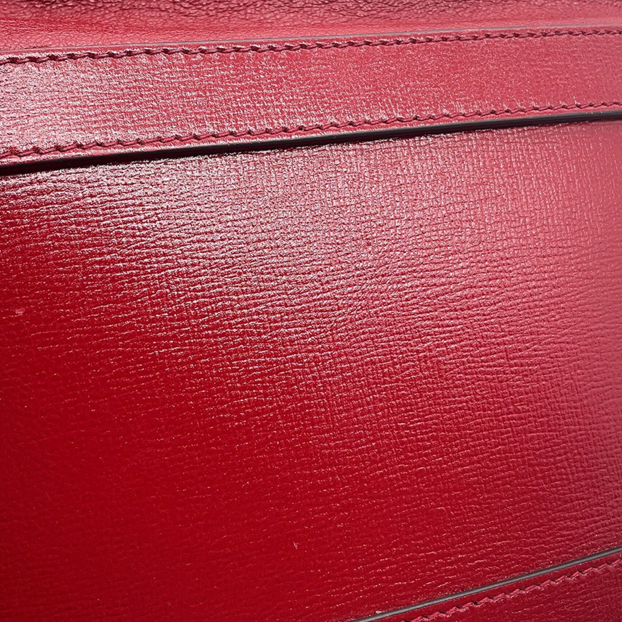 Gucci Horsebit Red Color Leather Handbag Shoulder Bag (Pre-Owned)