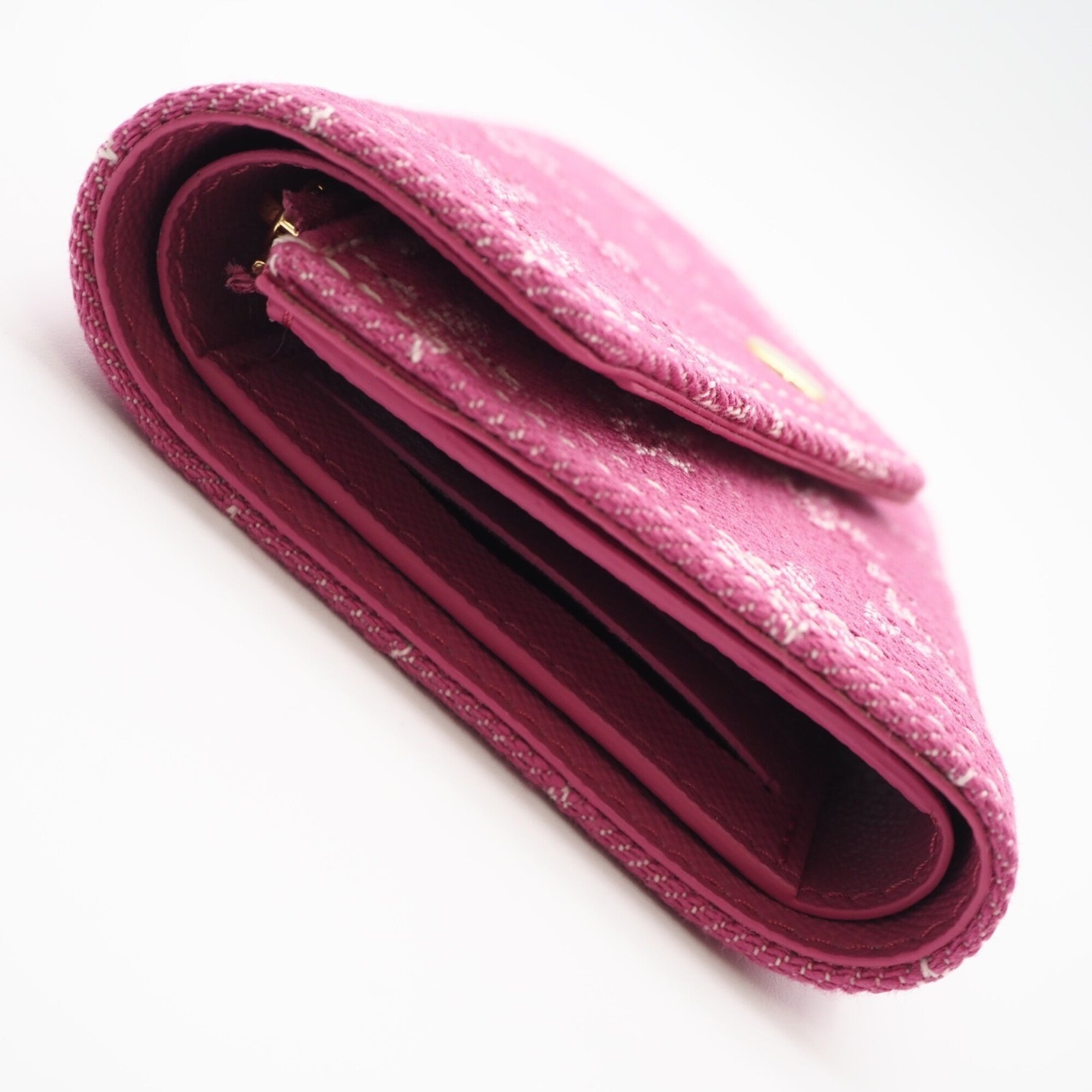 Louis Vuitton Monogram Denim Fuchsia Pink Canvas Leather Wallet (Tri-Fold) (Pre-Owned)