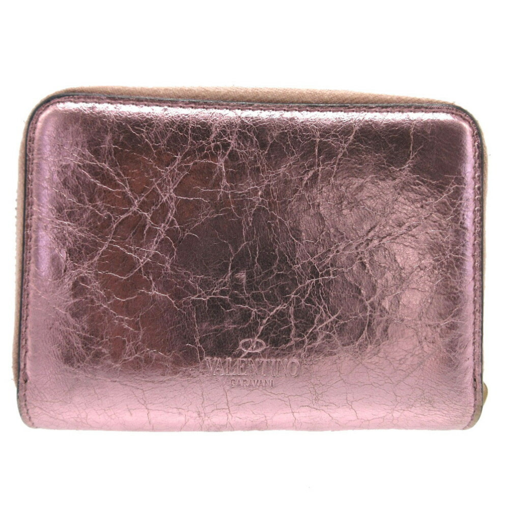 Valentino Metallic Pink Leather Wallet (Bi-Fold) (Pre-Owned)