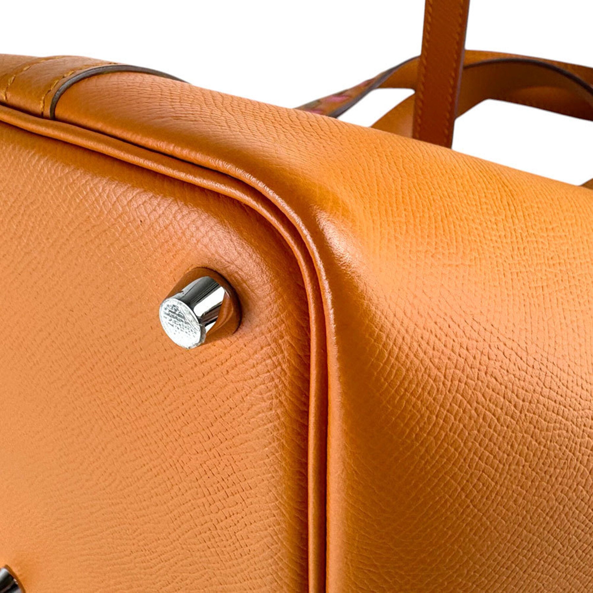 Hermes Brown Orange Rose Azalee Epsom Leather Handbag (Pre-Owned)