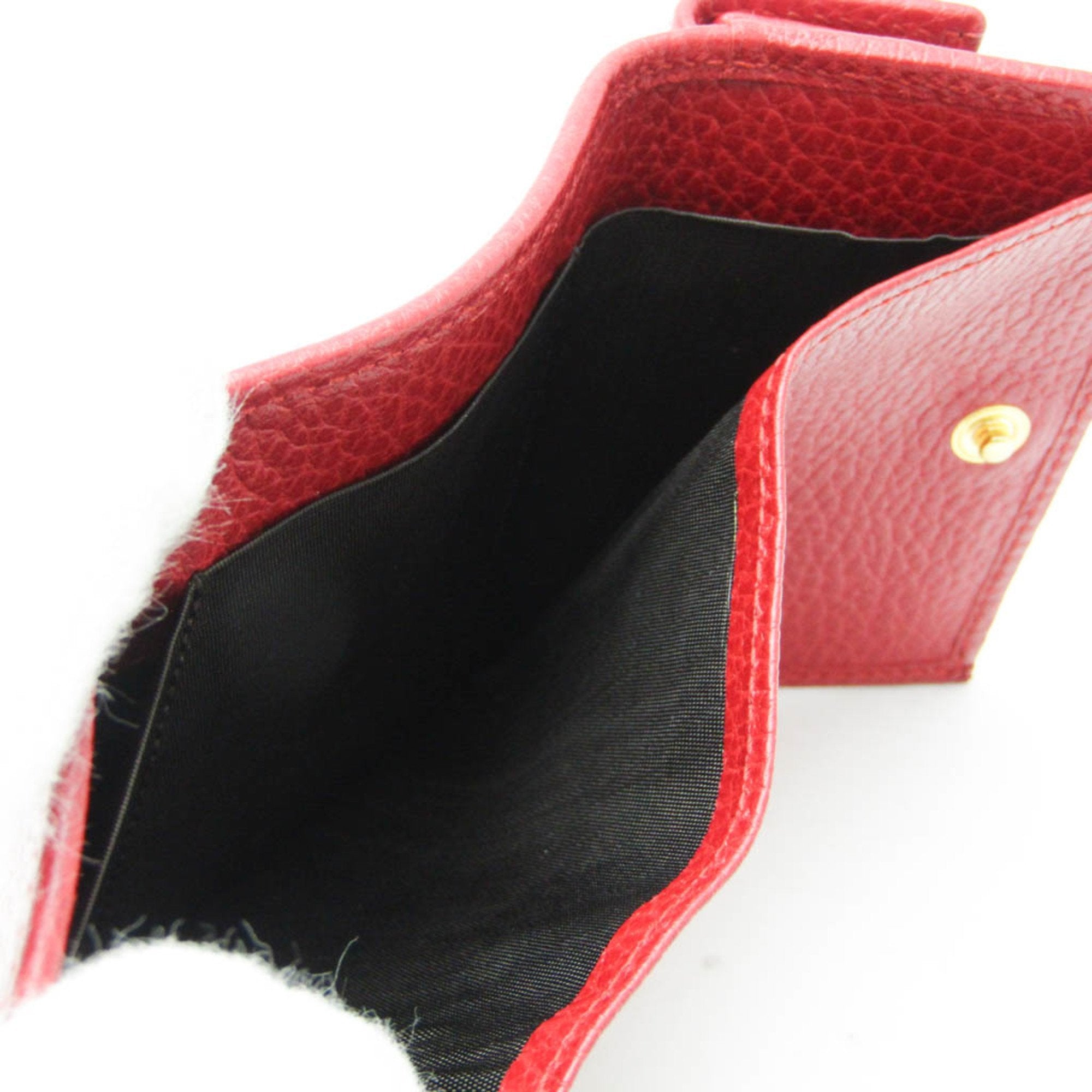 Gucci Red Color Leather Wallet (Tri-Fold) (Pre-Owned)
