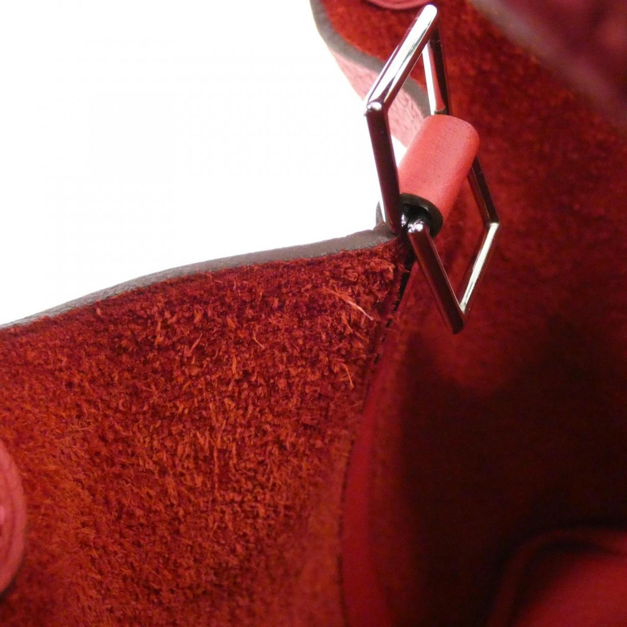 Hermes Red Color Taurillon Clemence Leather Handbag (Pre-Owned)