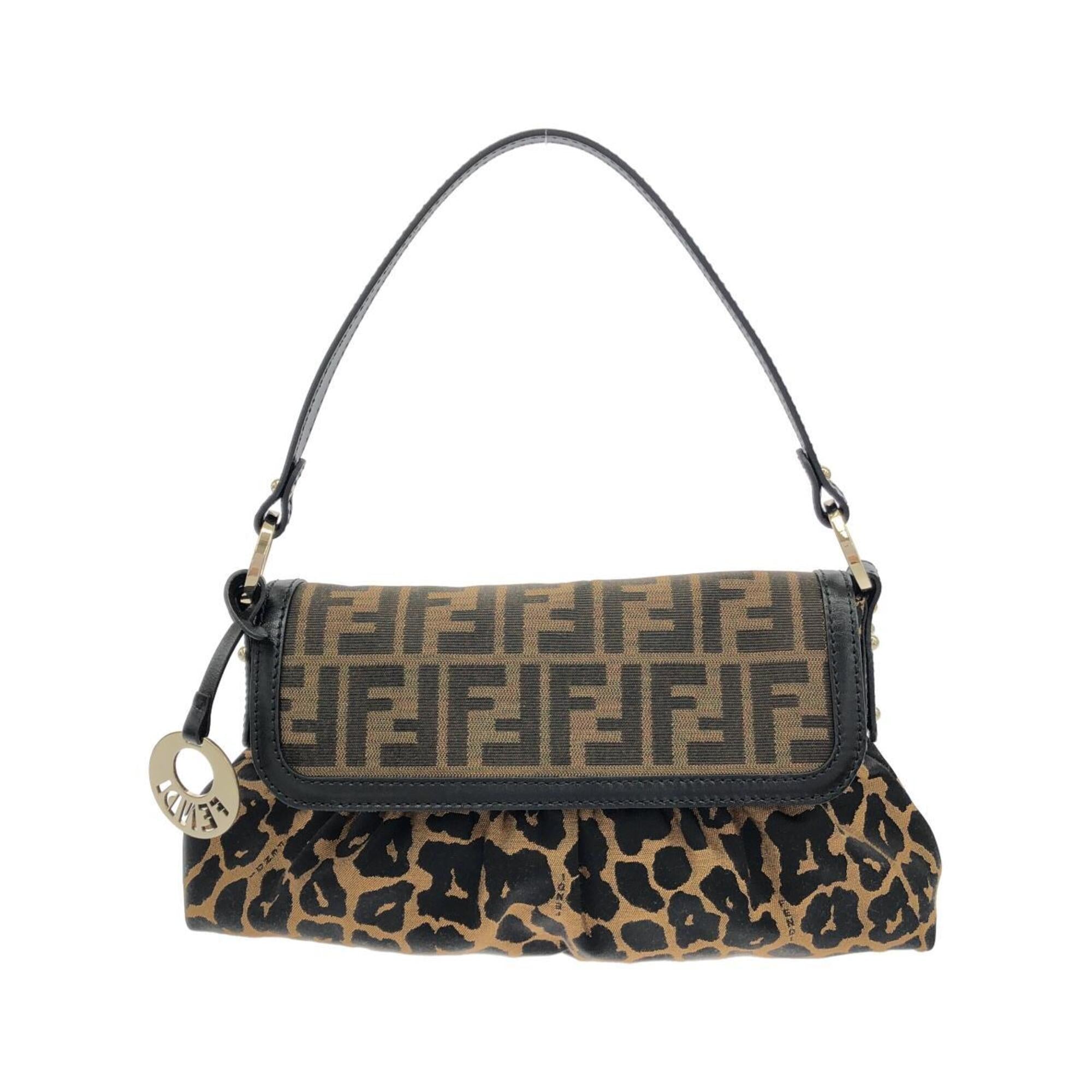 Fendi Black Brown Canvas Shoulder Bag (Pre-Owned)