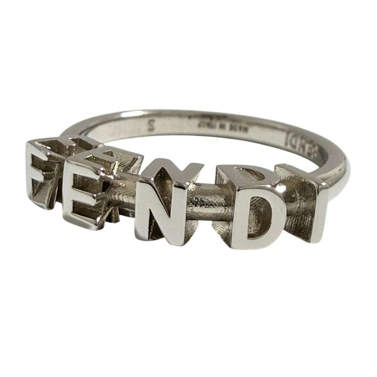 Fendi Silver Metal Band Ring (Pre-Owned)