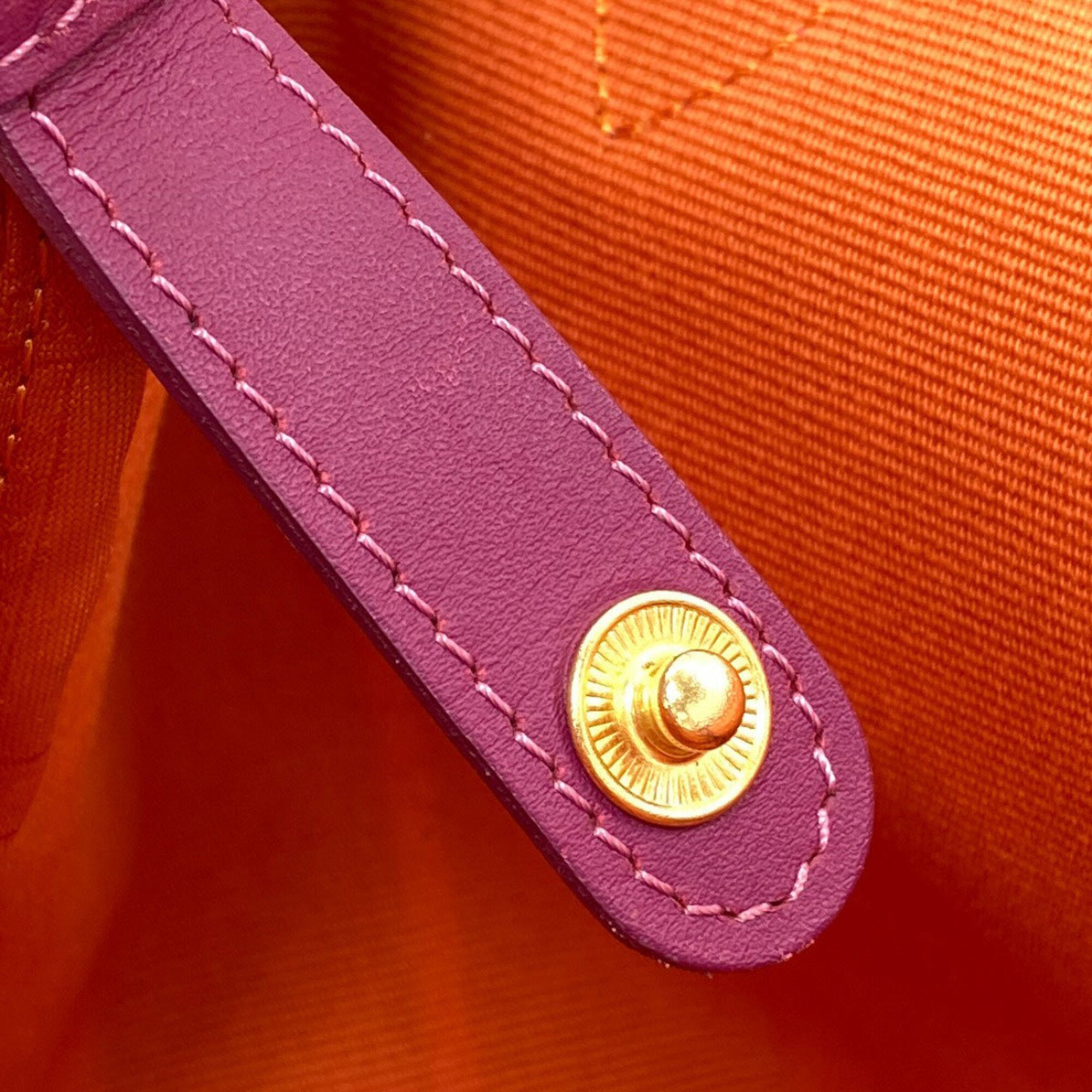 Longchamp Orange Pink Purple Canvas Tote Bag (Pre-Owned)