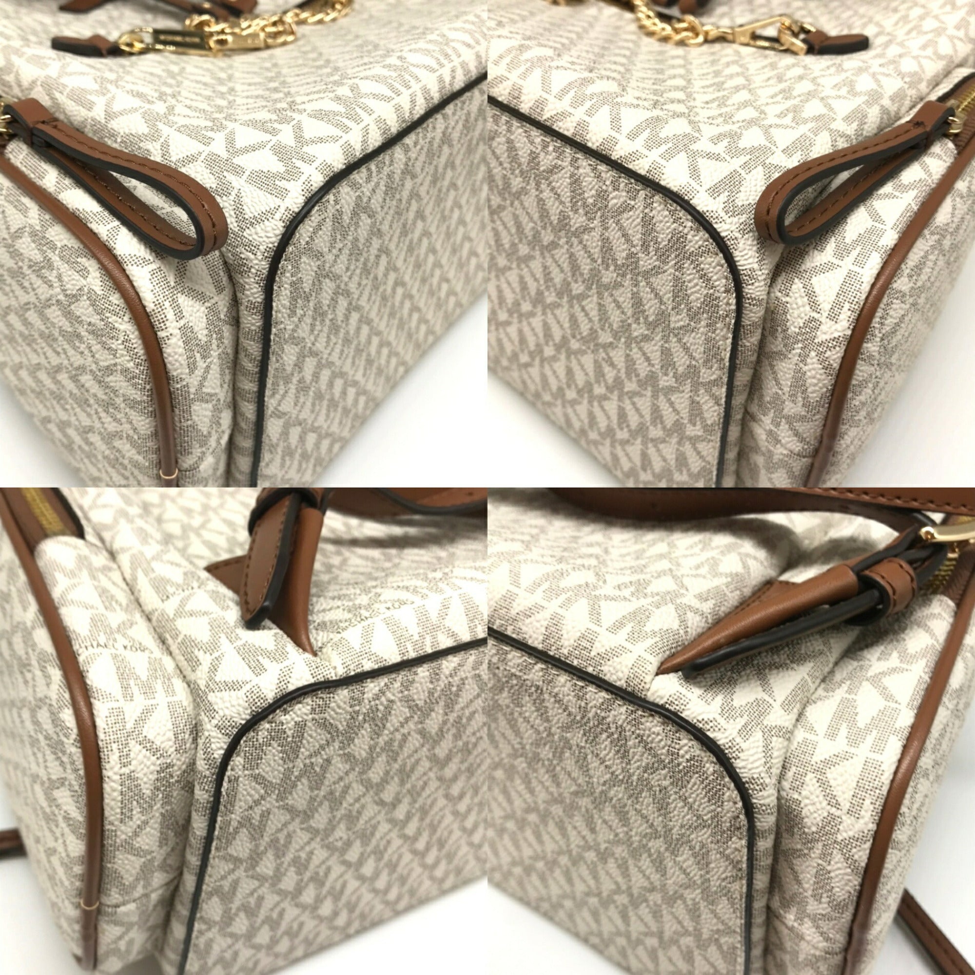 Michael Kors Brown Ivory Pvc Backpack (Pre-Owned)
