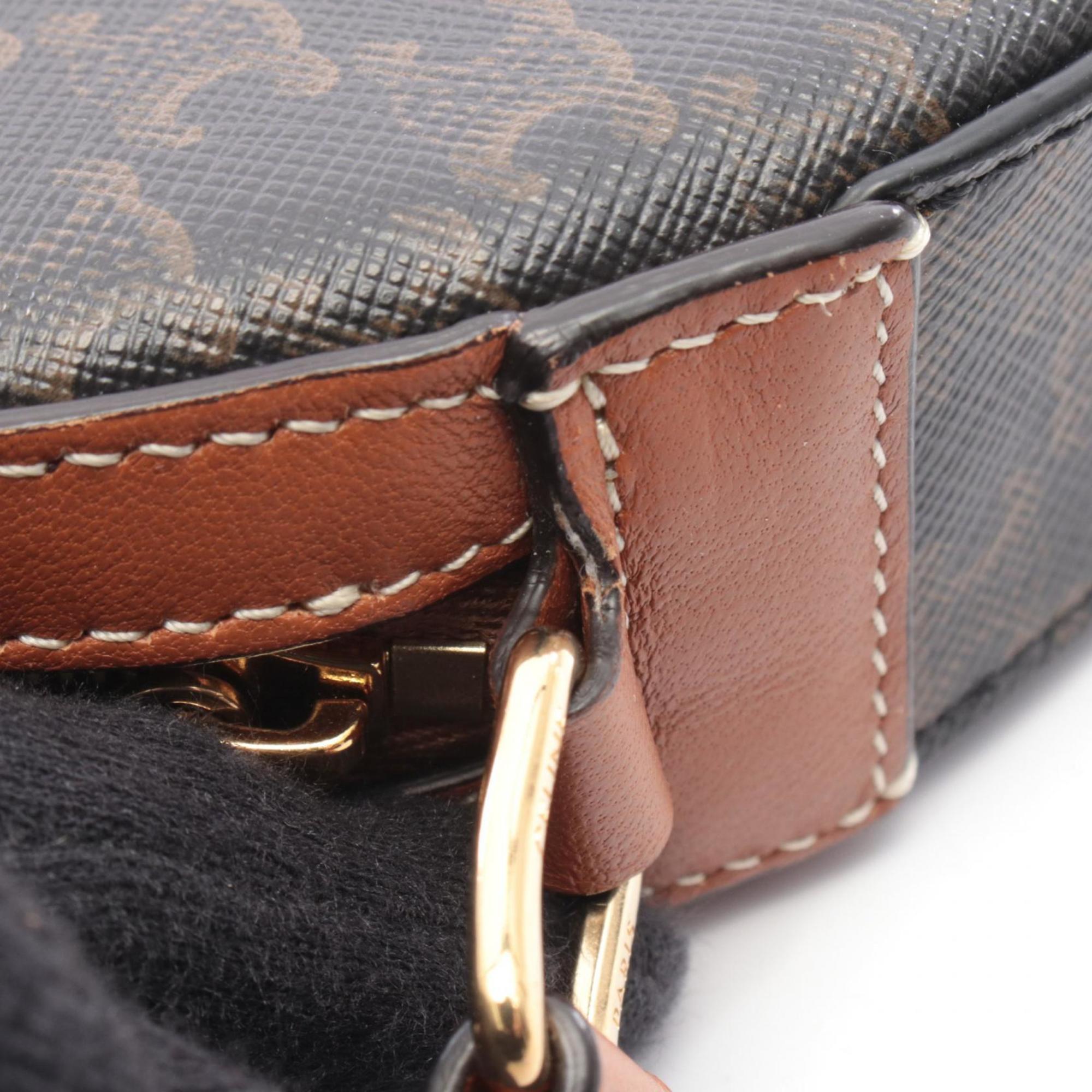 Celine Black Brown Coated Canvas Leather Handbag Shoulder Bag (Pre-Owned)