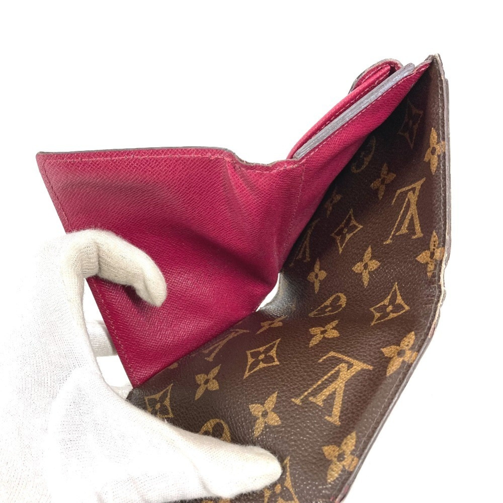 Louis Vuitton Monogram Brown Fuchsia Pink Pink Monogram Epi Leather Wallet (Tri-Fold) (Pre-Owned)