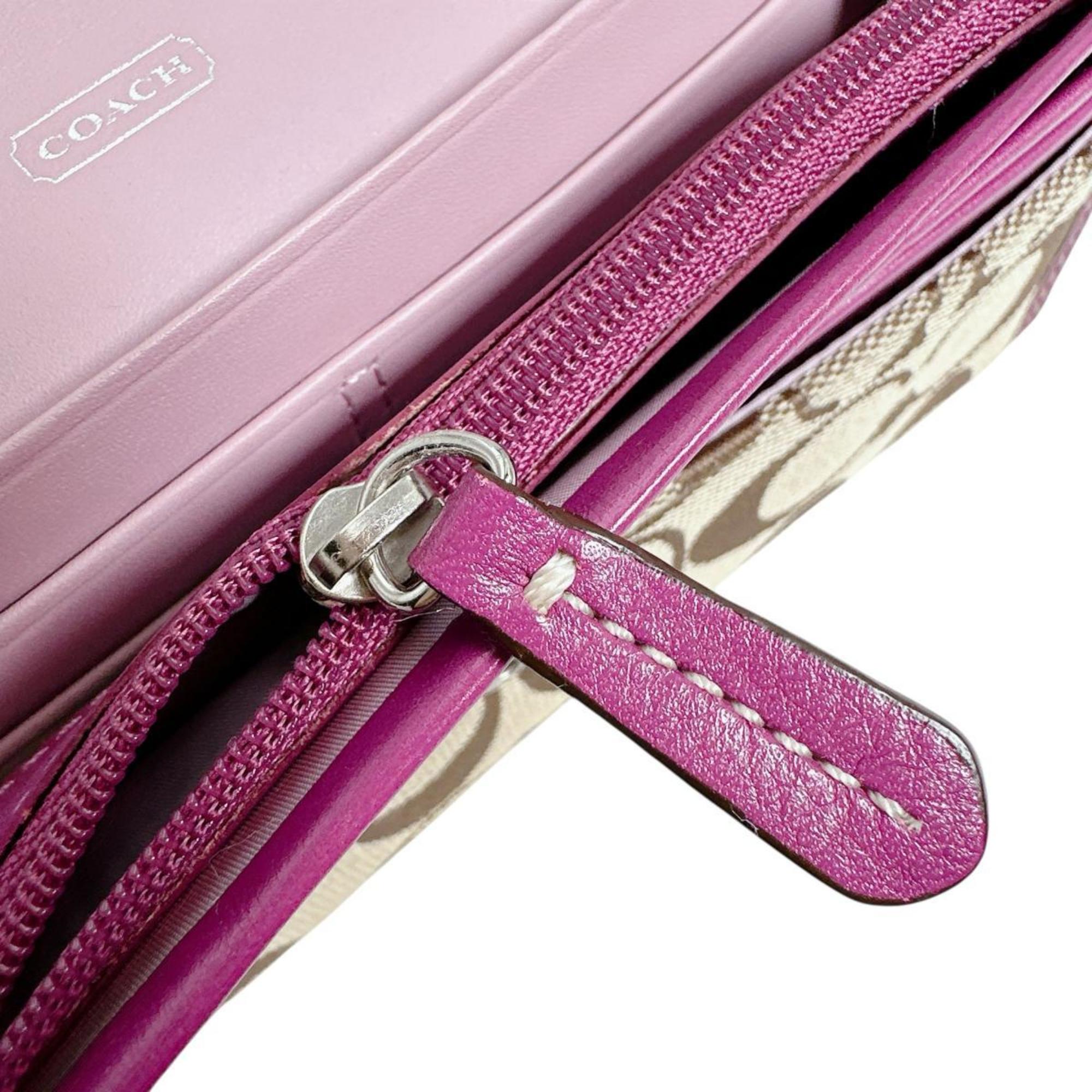 Coach Brown Purple Signature Line Long Wallet (Bi-Fold) (Pre-Owned)