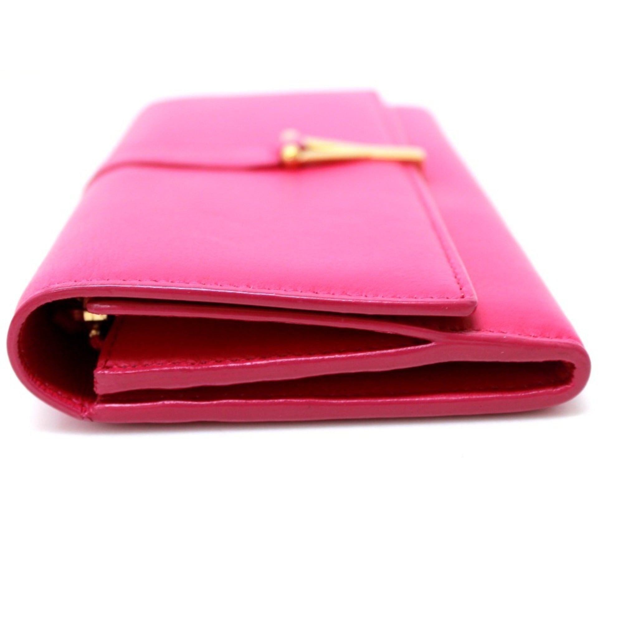 Yves Saint Laurent Pink Leather Long Wallet (Bi-Fold) (Pre-Owned)