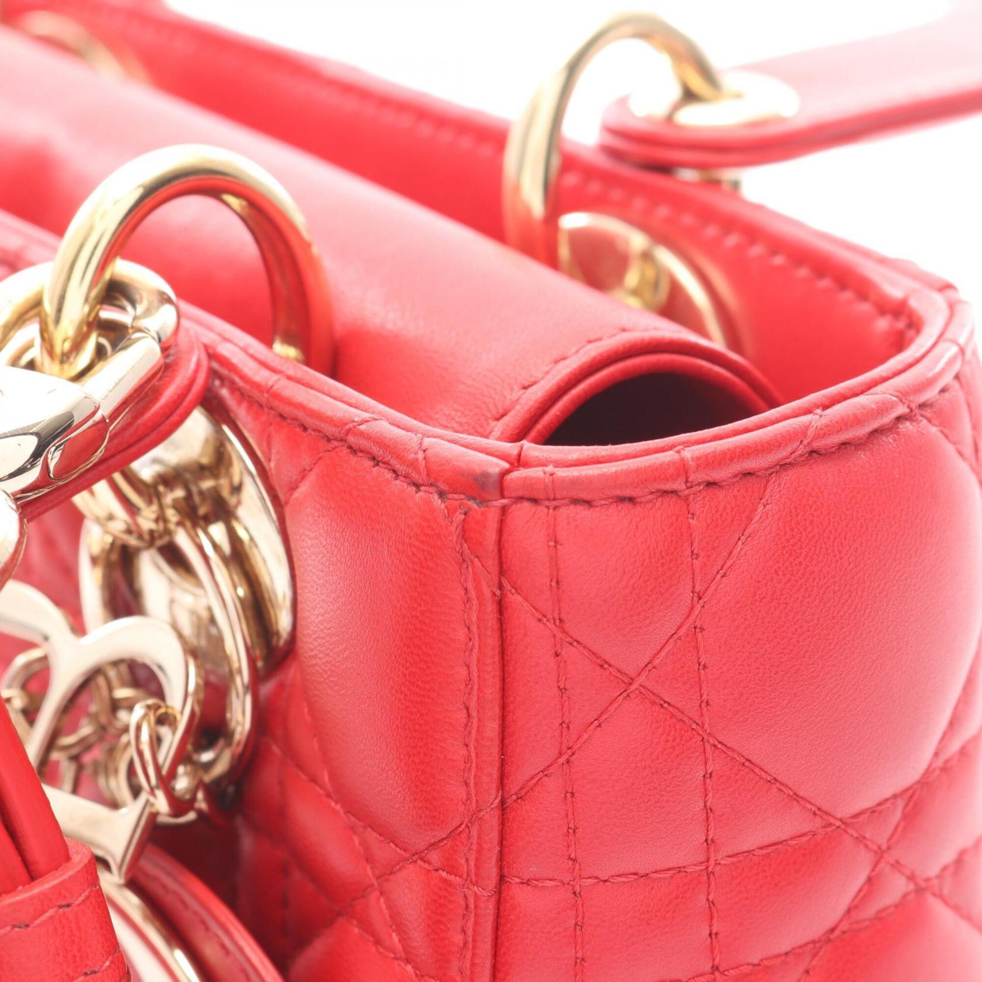 Christian Dior Red Color Leather Handbag (Pre-Owned)