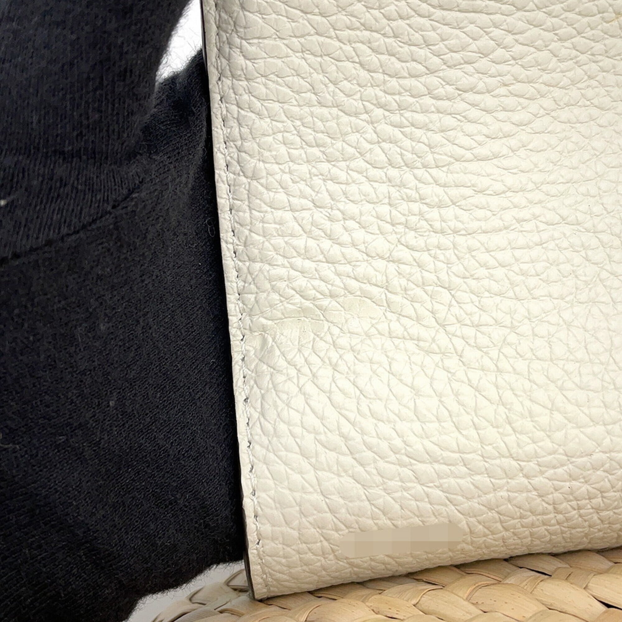 Chloé Marcie White Raffia Leather Handbag Shoulder Bag (Pre-Owned)