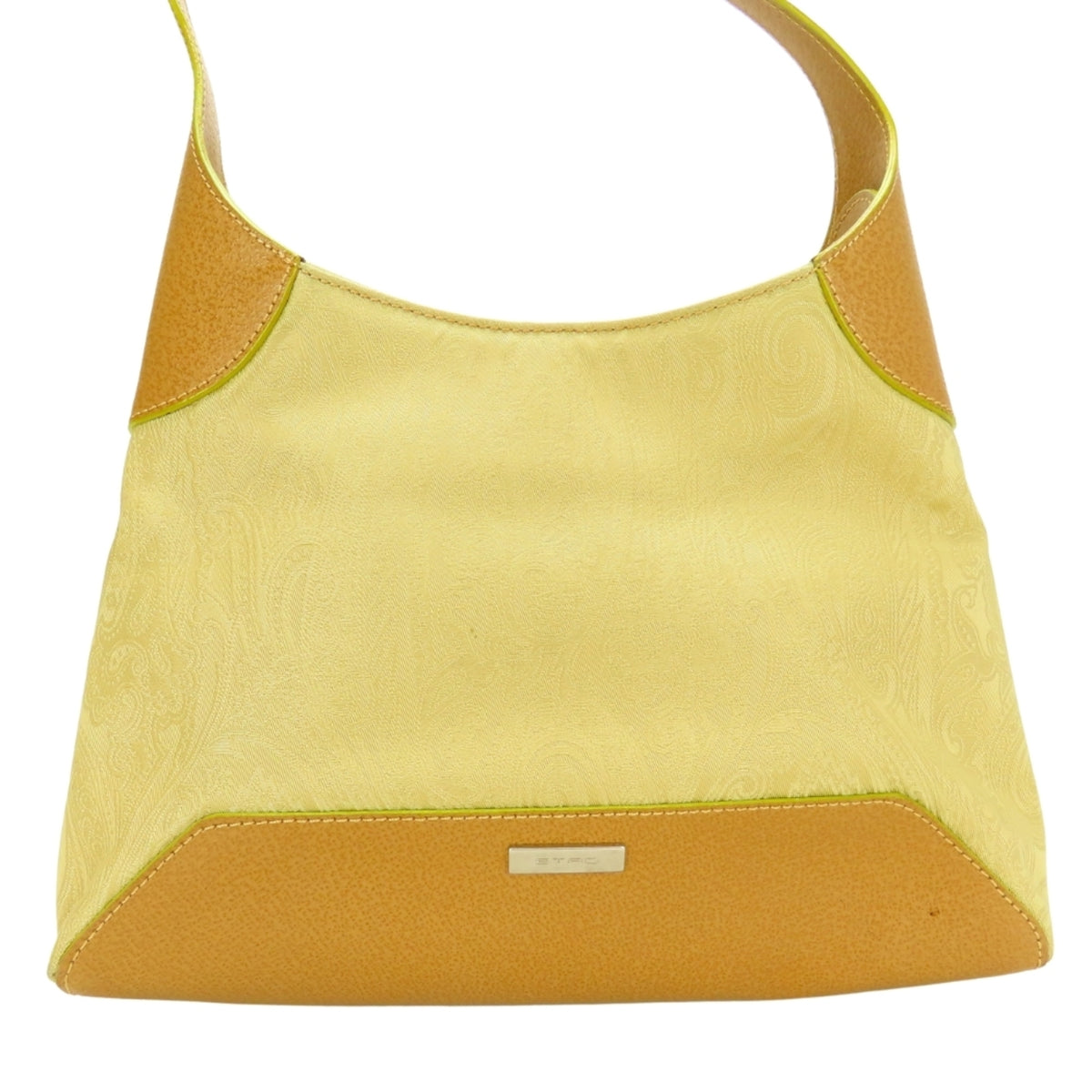 Etro Beige Brown Yellow Nylon Leather Shoulder Bag (Pre-Owned)