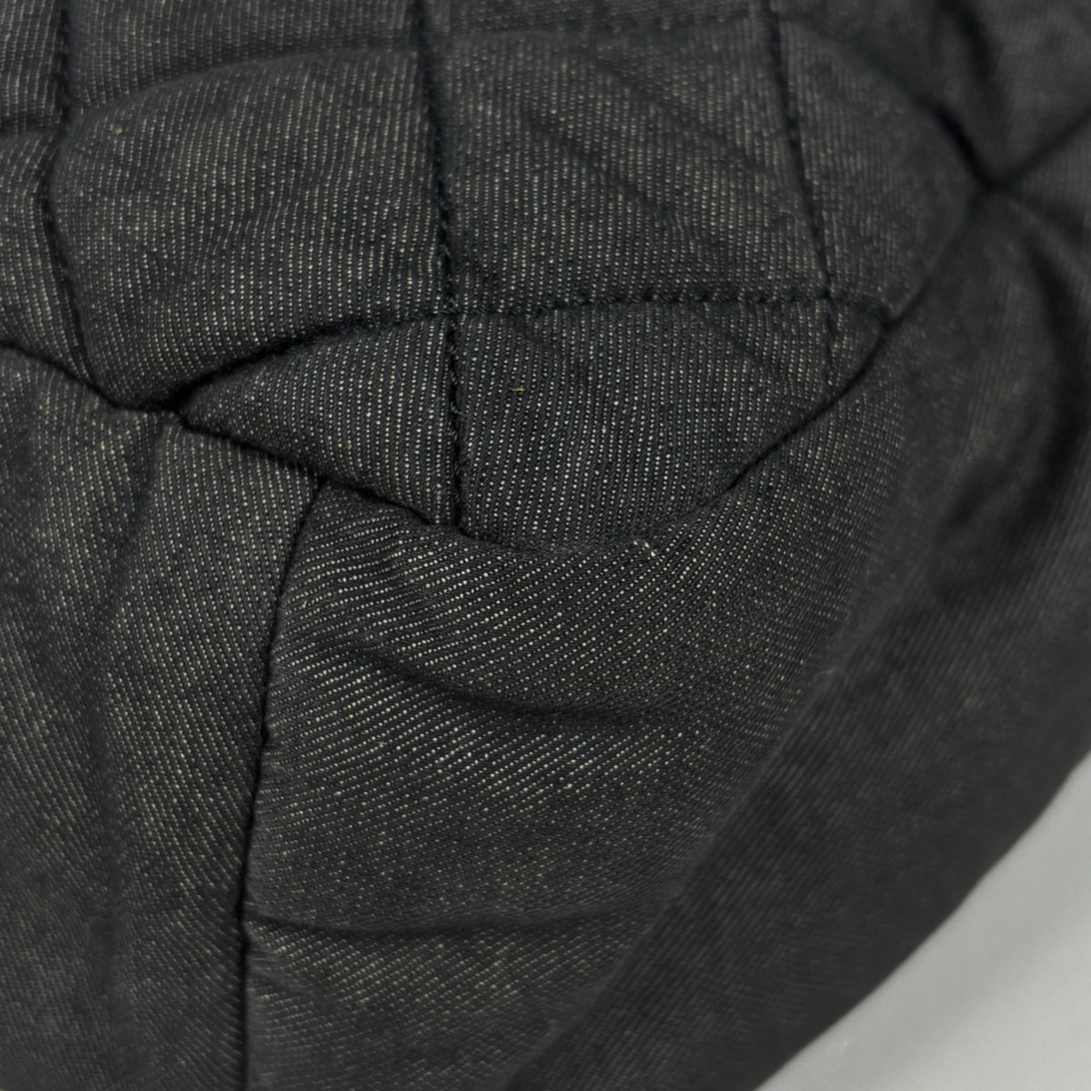 Chanel Dark Gray Canvas Leather Shoulder Bag (Pre-Owned)