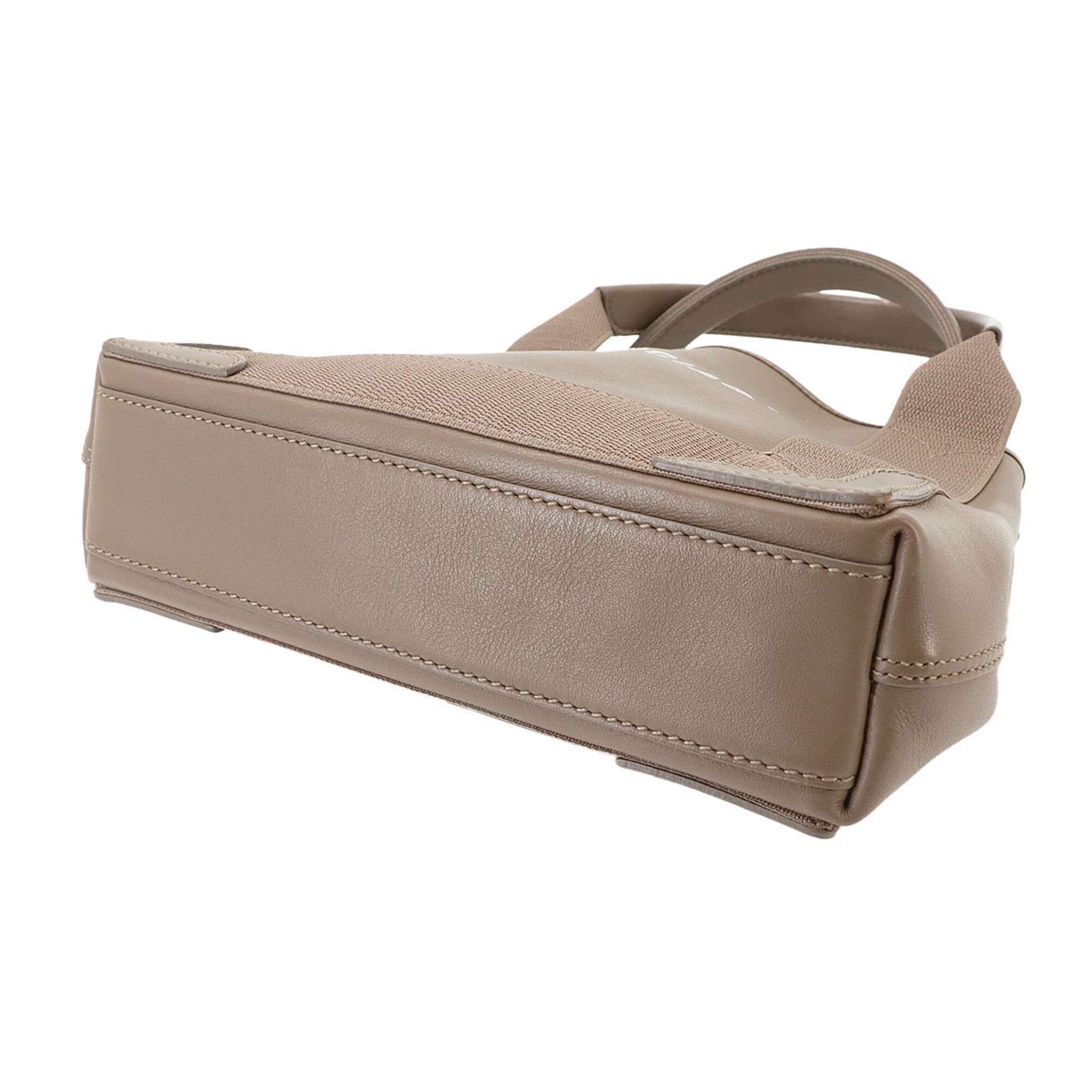 Balenciaga Brown Leather Canvas Handbag Pouch Tote Bag (Pre-Owned)