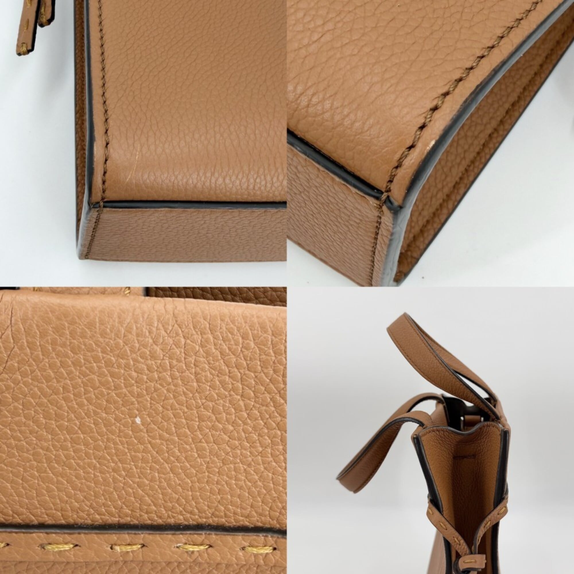 Fendi Brown Leather Handbag Shoulder Bag (Pre-Owned)
