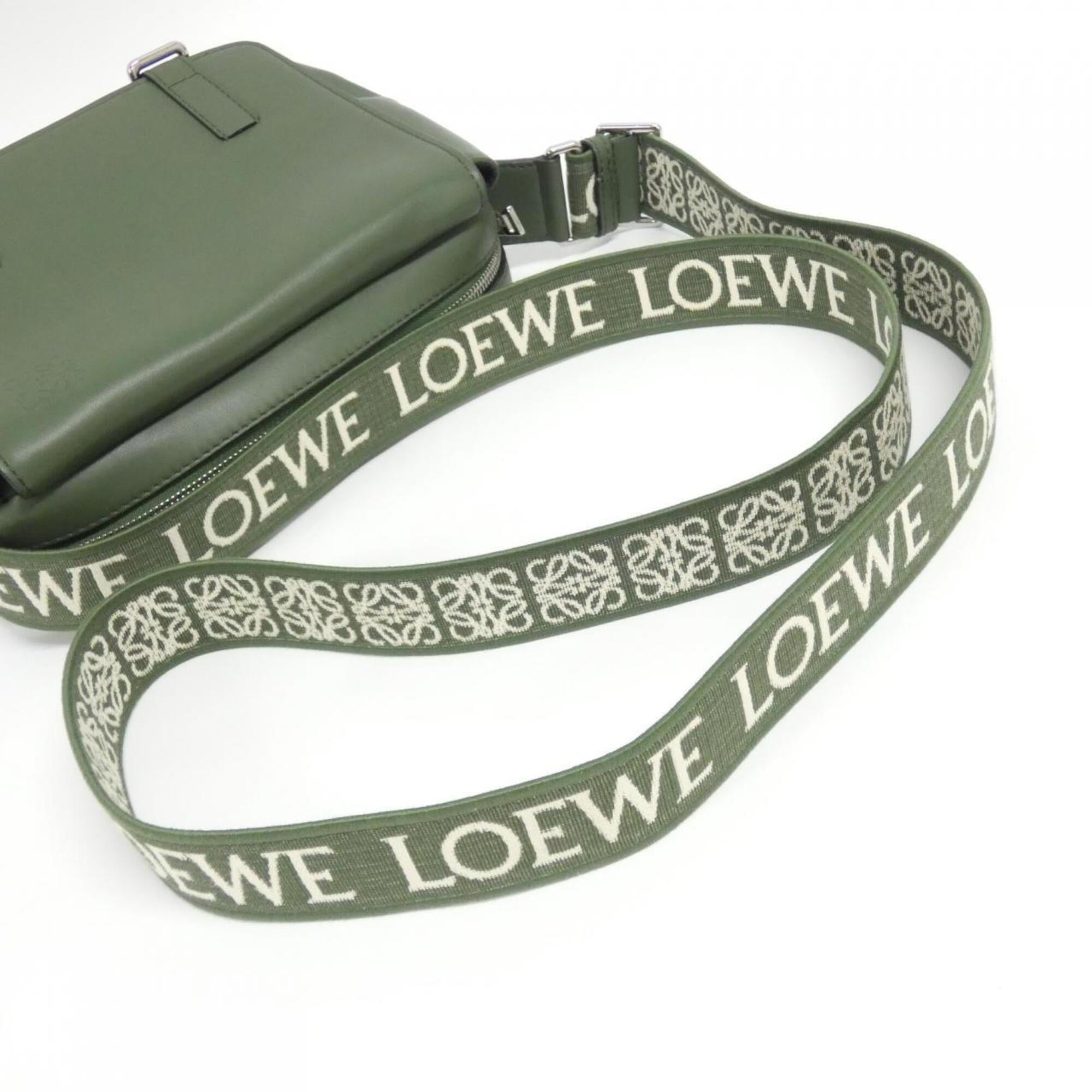 Loewe Green Leather Handbag Messenger Bag Shoulder Bag (Pre-Owned)