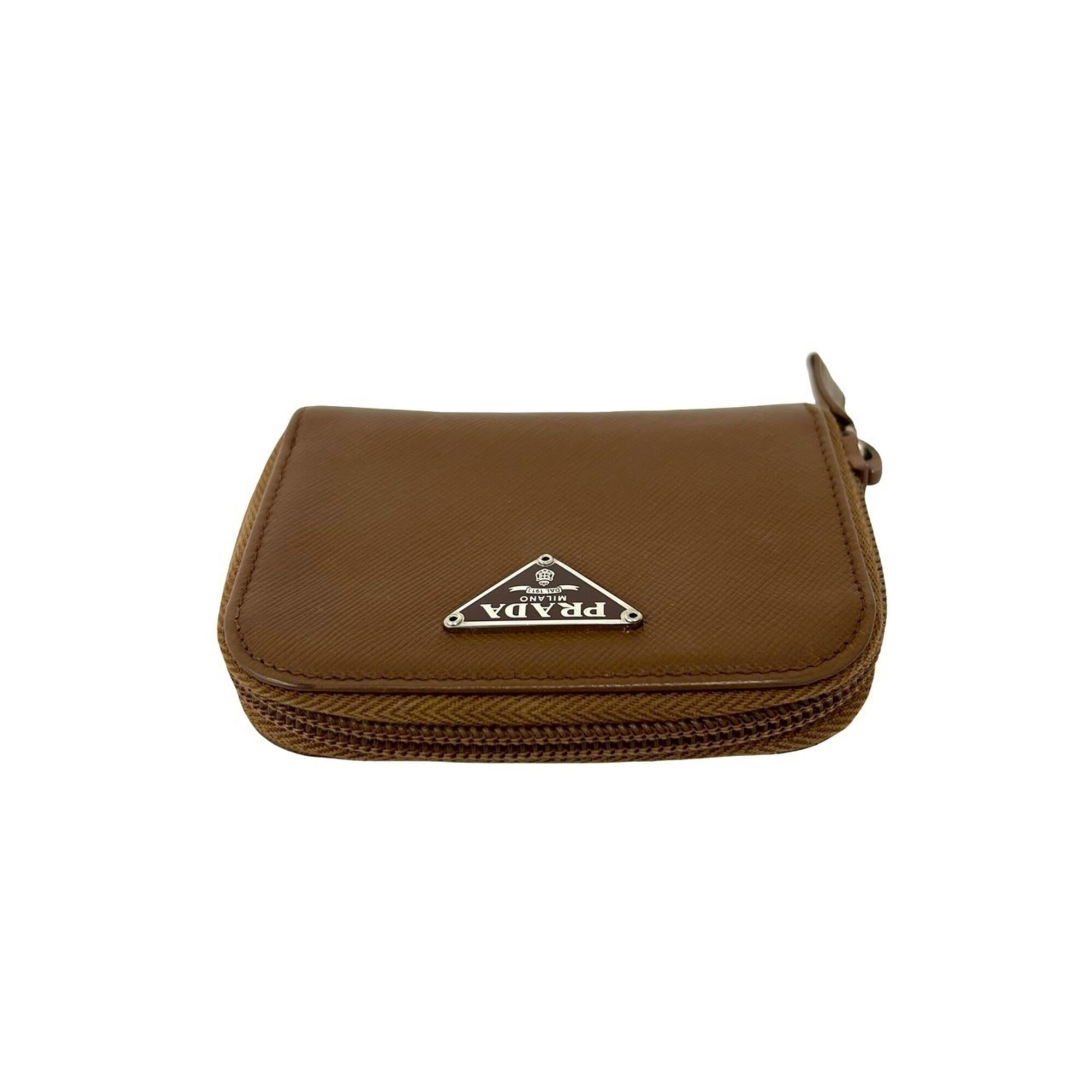 Prada Brown Leather Coin Purse/Coin Case (Pre-Owned)