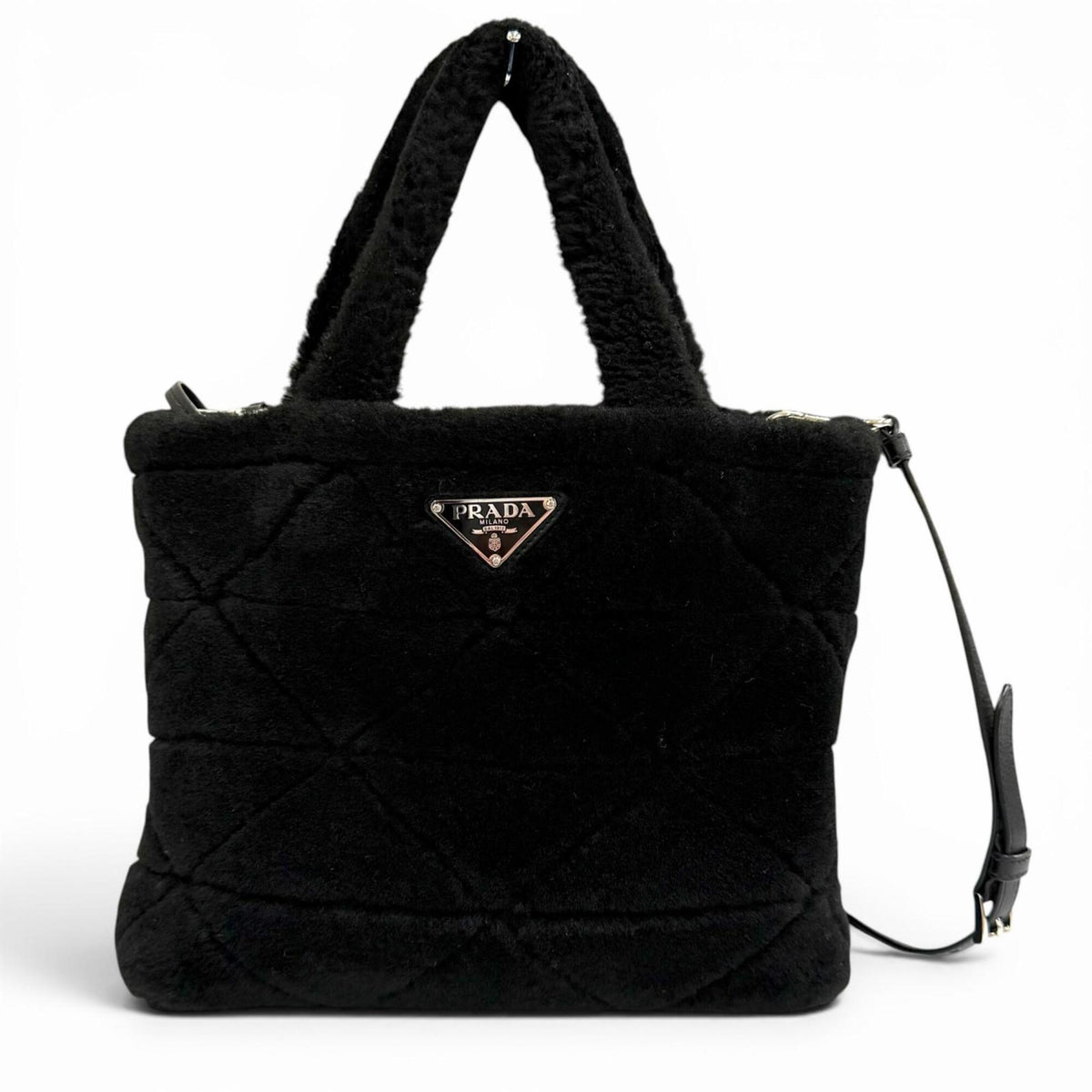 Prada Black Leather Pouch Shoulder Bag (Pre-Owned)